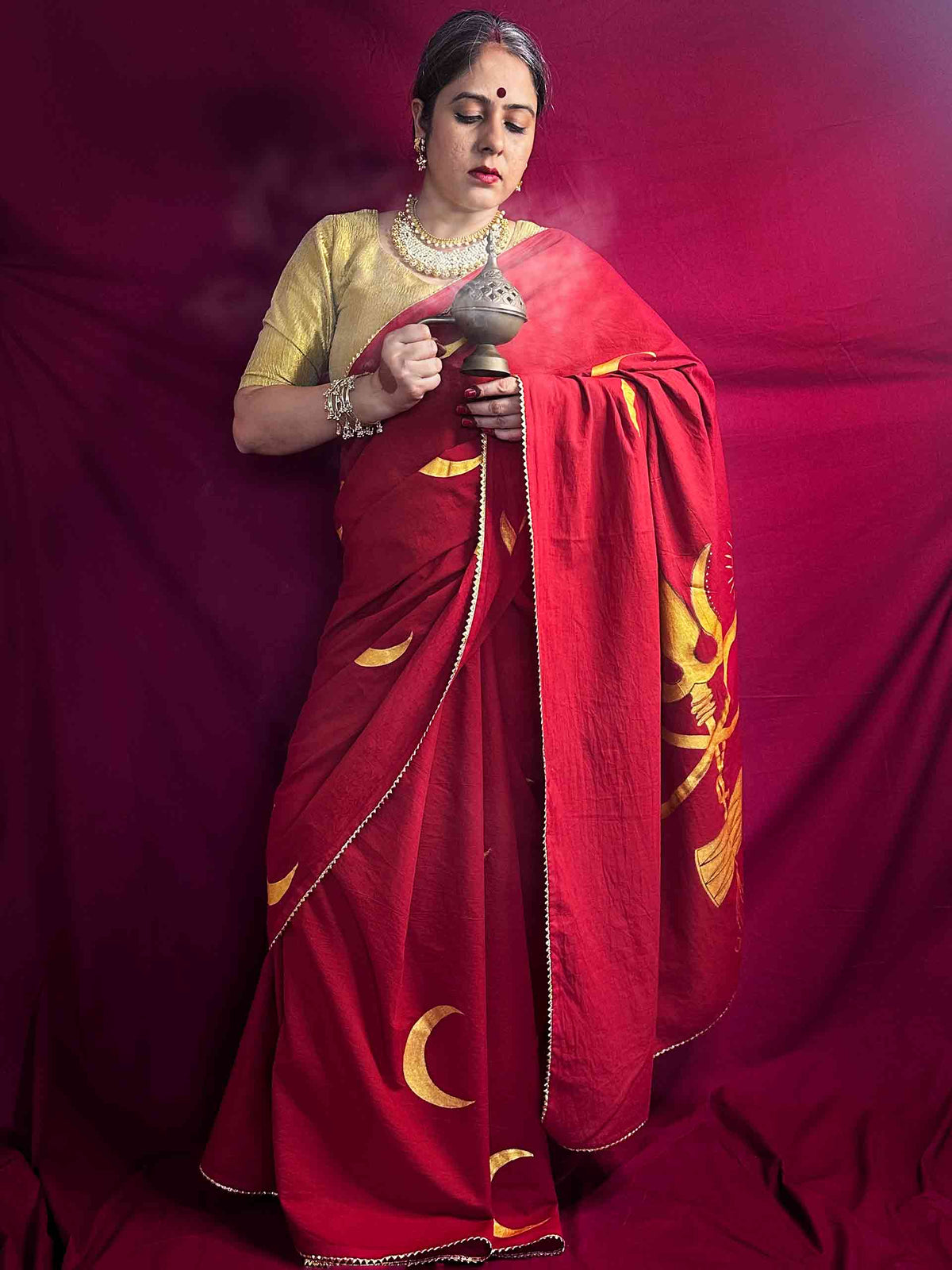 Raudra Chandrika - Handpainted saree
