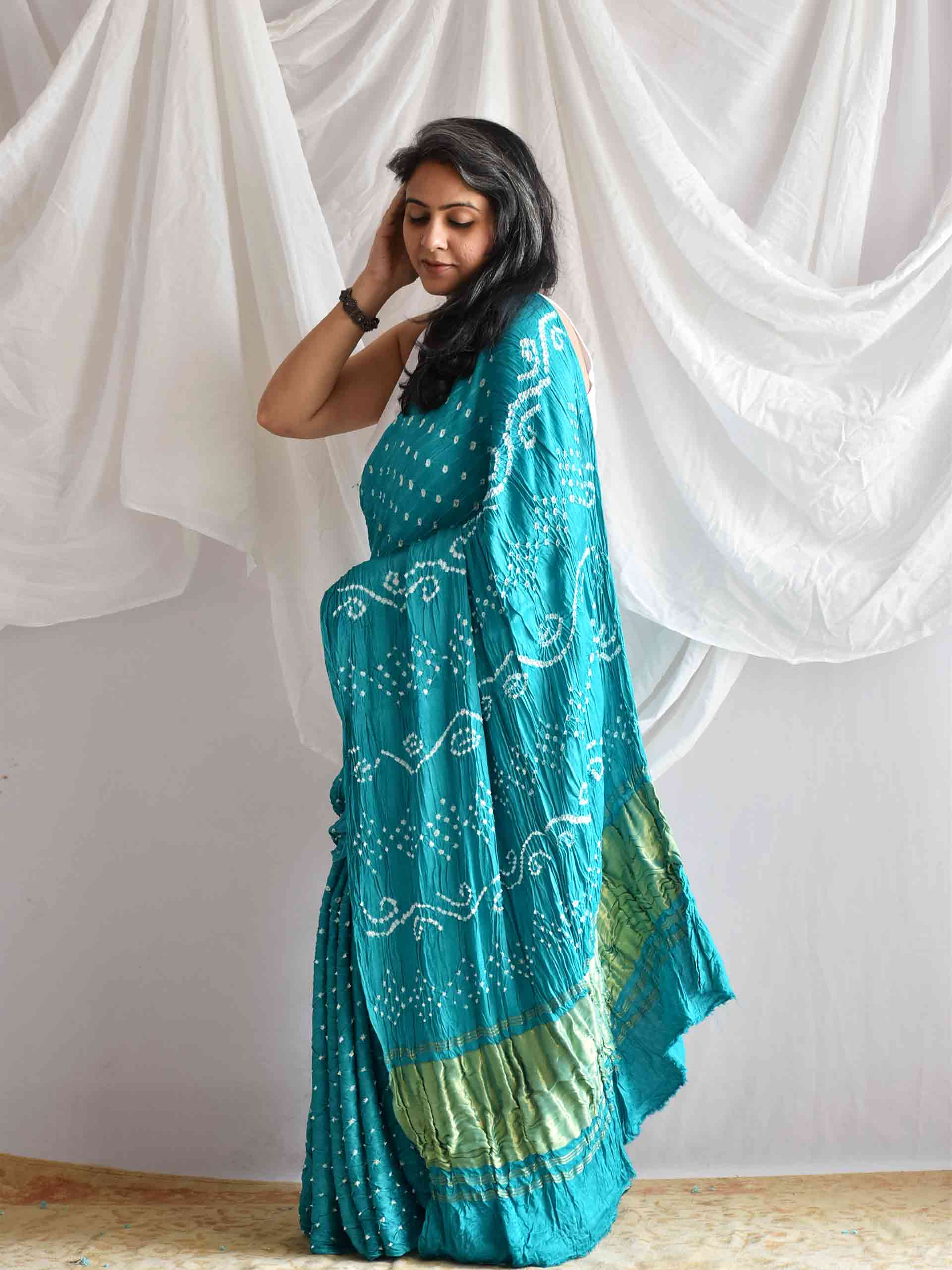 Seven seas - modal silk Bandhani saree