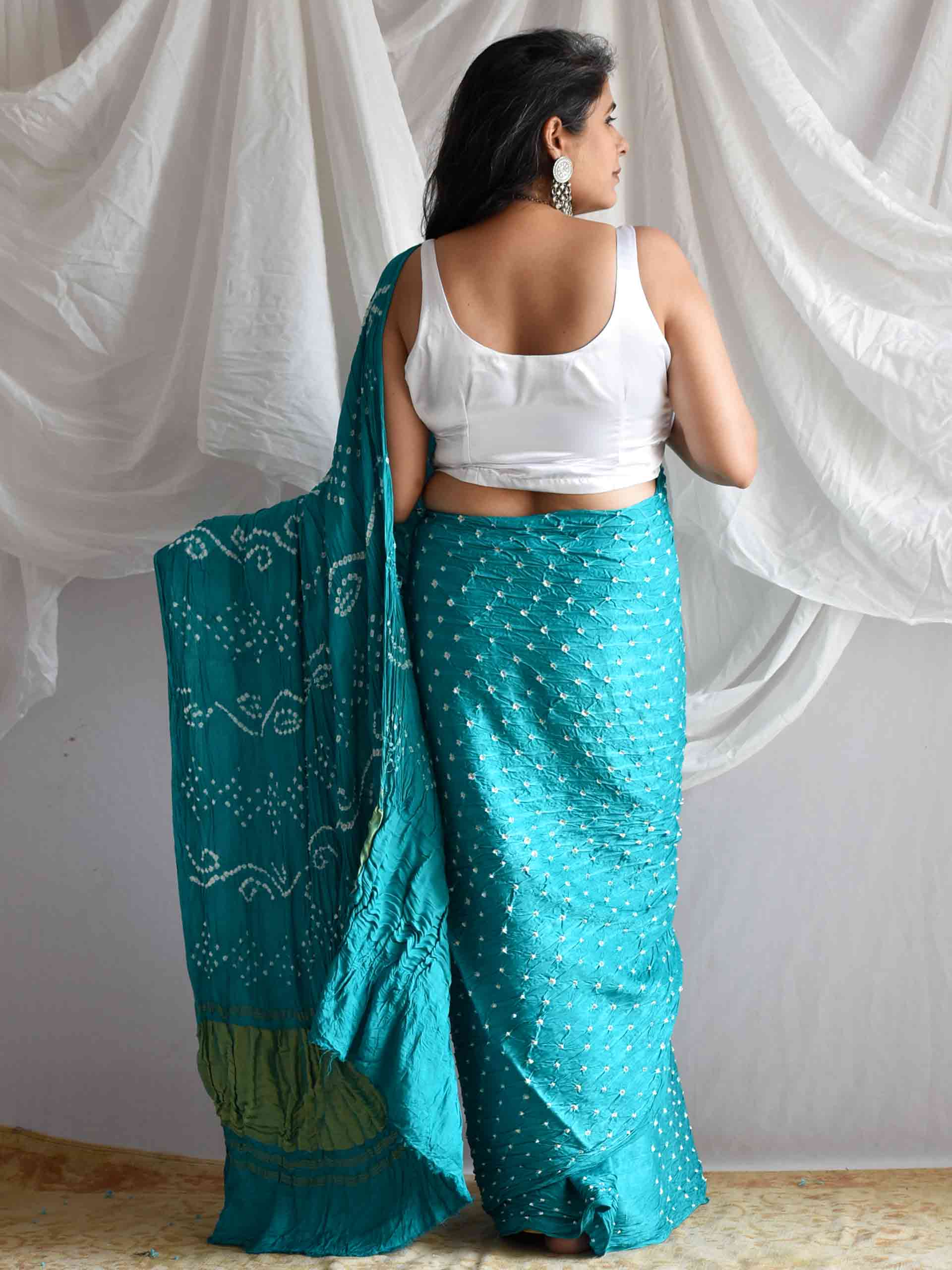 Seven seas - modal silk Bandhani saree