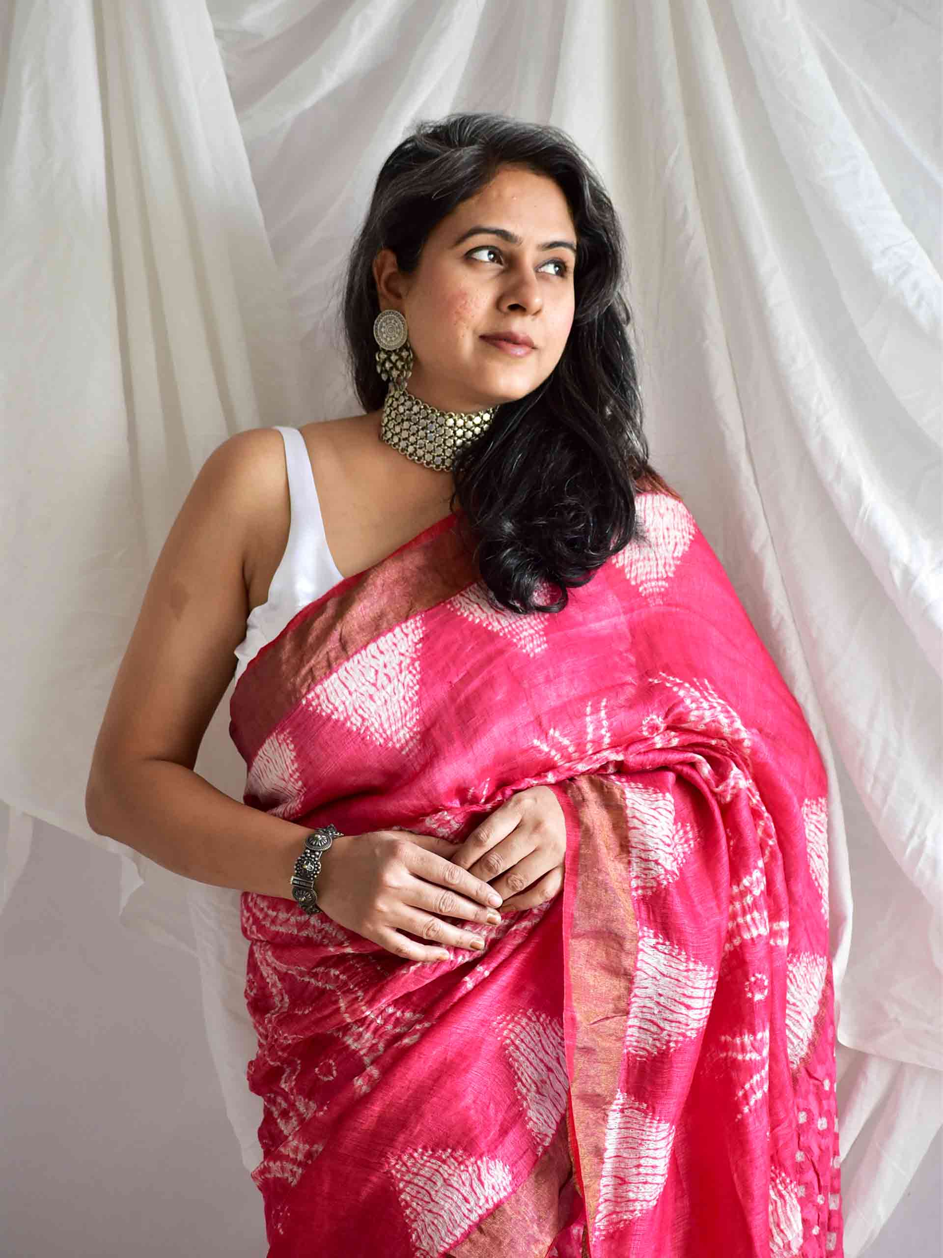 Phaalse - handloom linen shibori saree