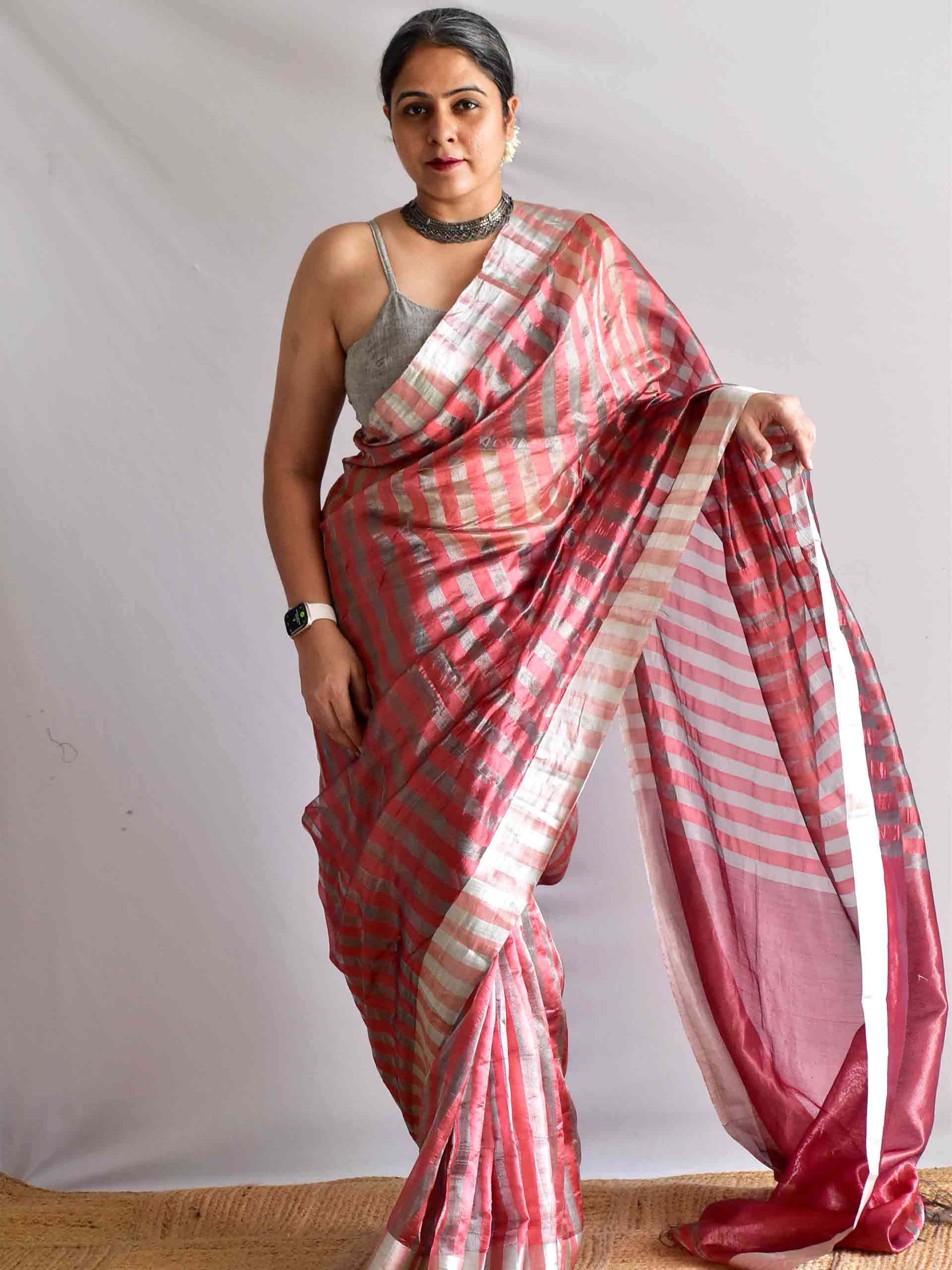 grey mood - Handloom chanderi silk saree