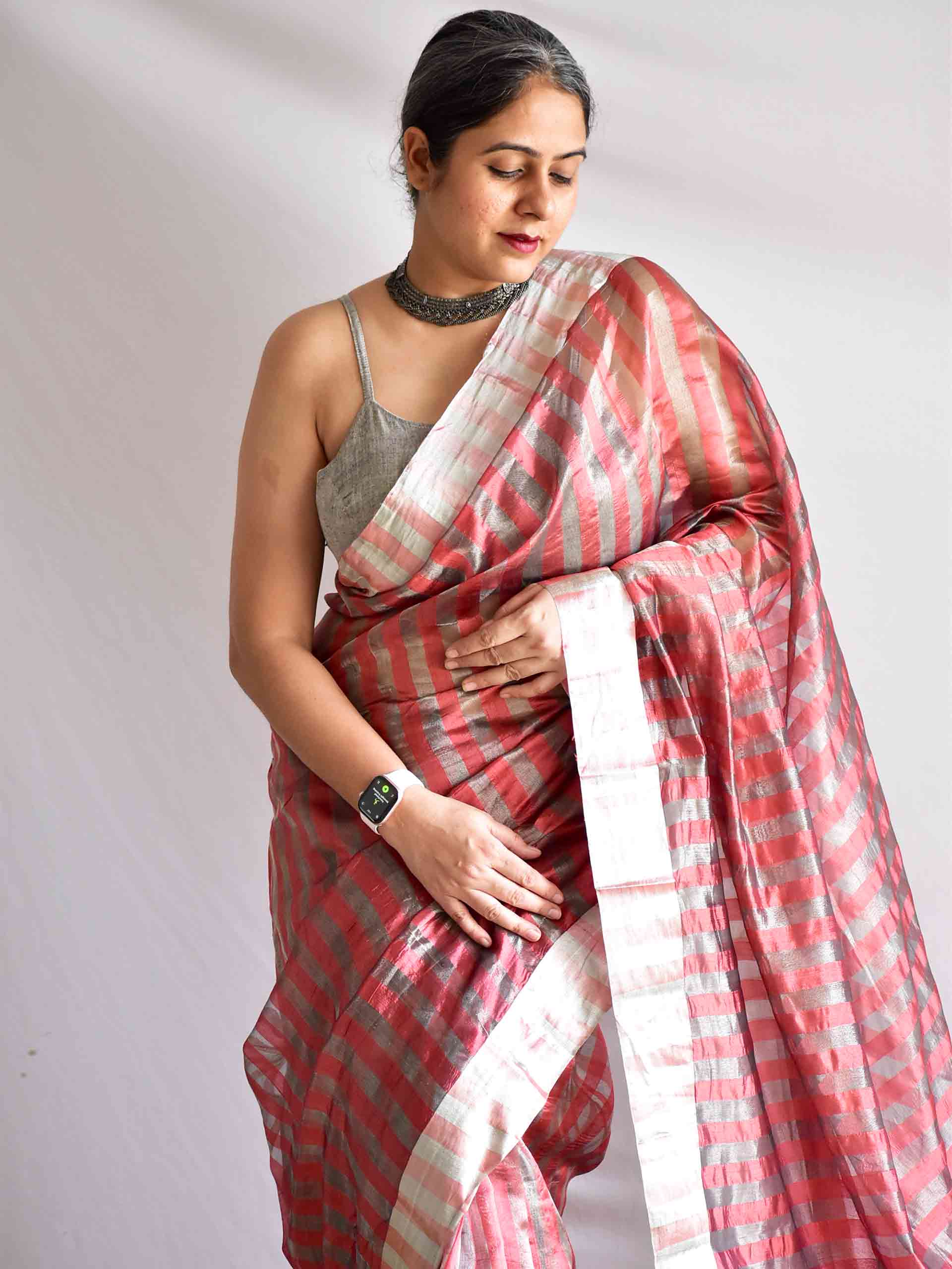 grey mood - Handloom chanderi silk saree