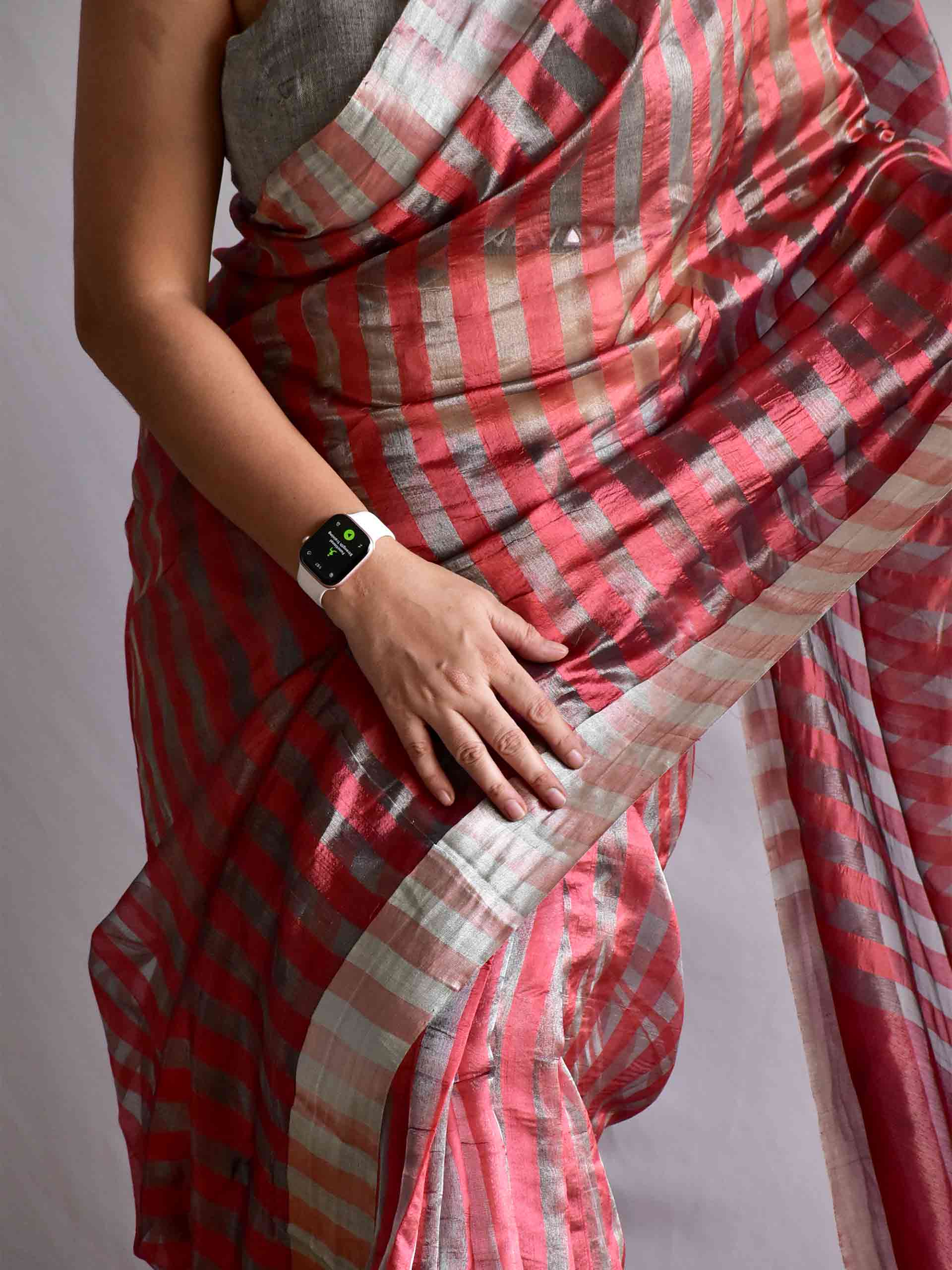 grey mood - Handloom chanderi silk saree