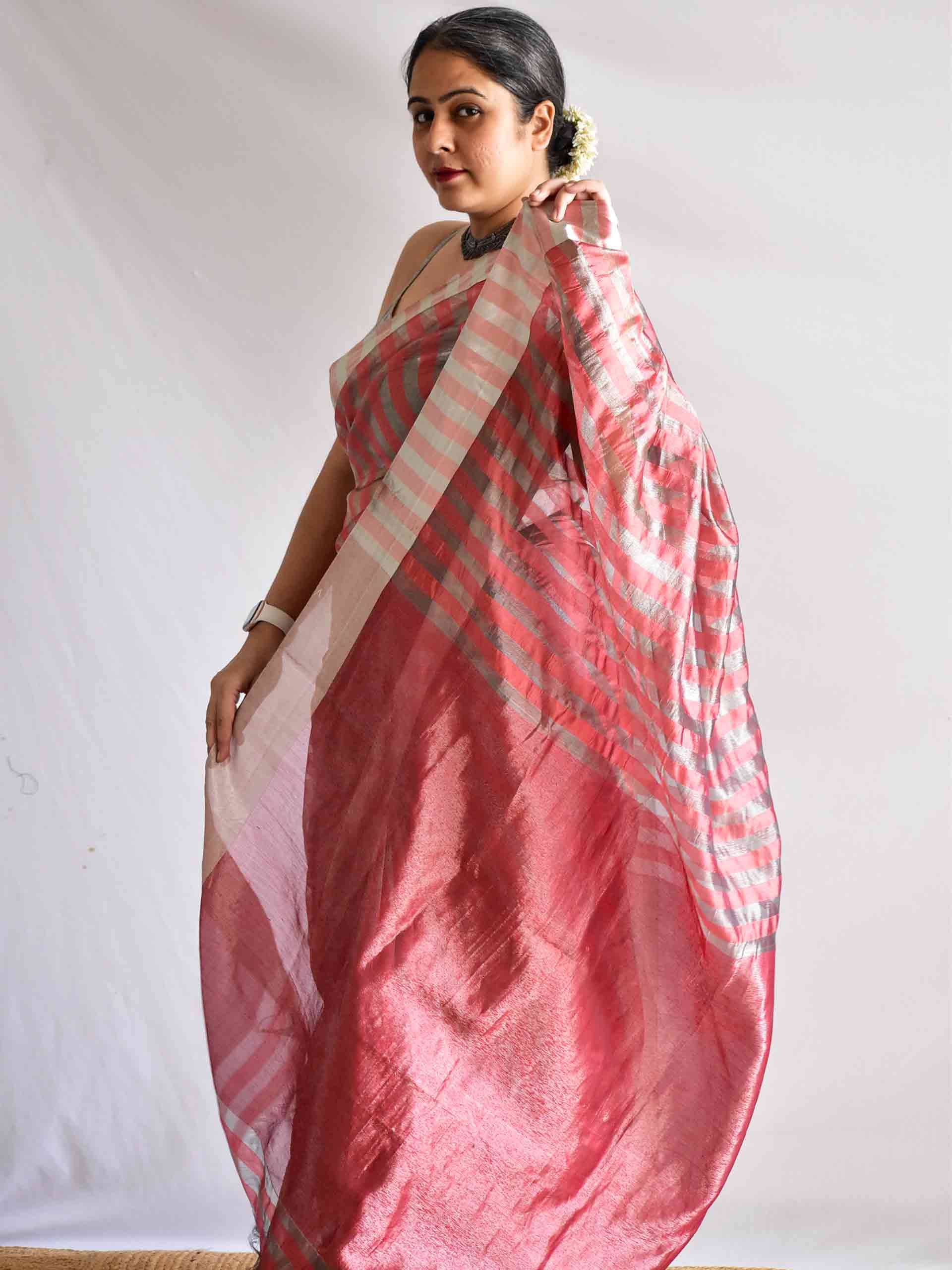 grey mood - Handloom chanderi silk saree