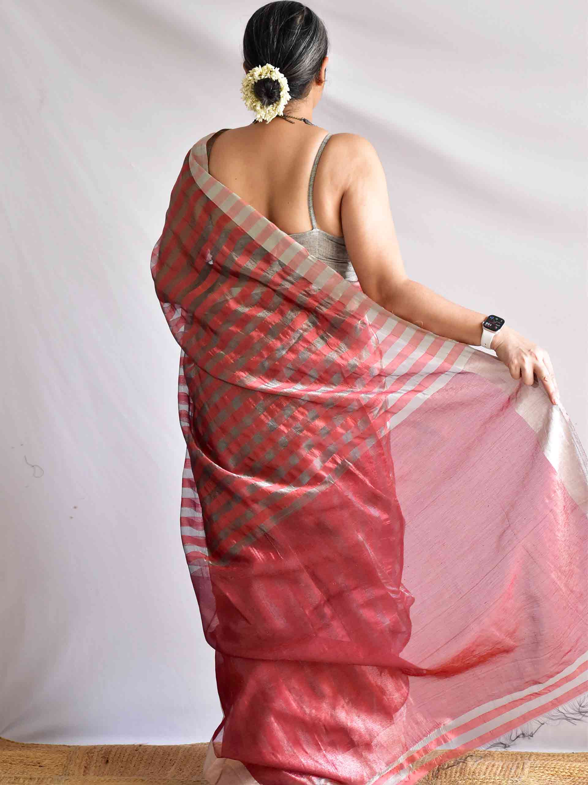 grey mood - Handloom chanderi silk saree