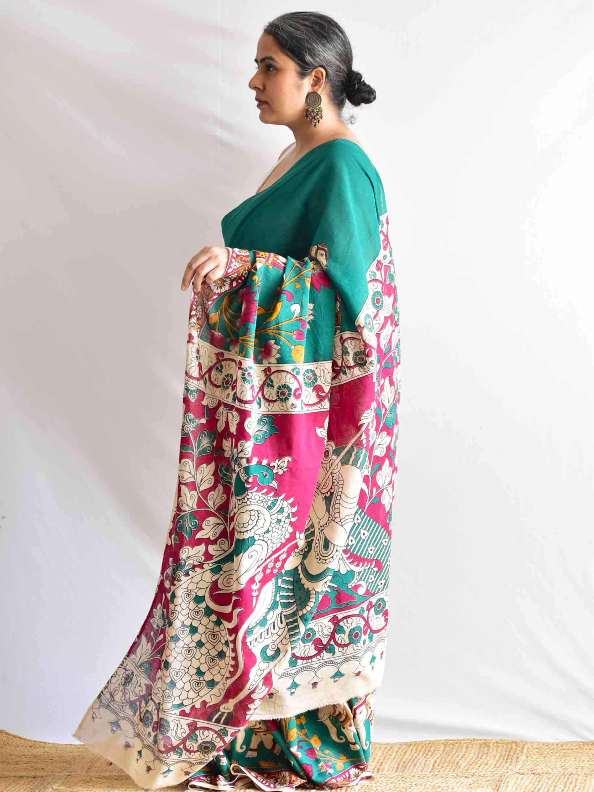 Gujadhari - kalamkari printed saree