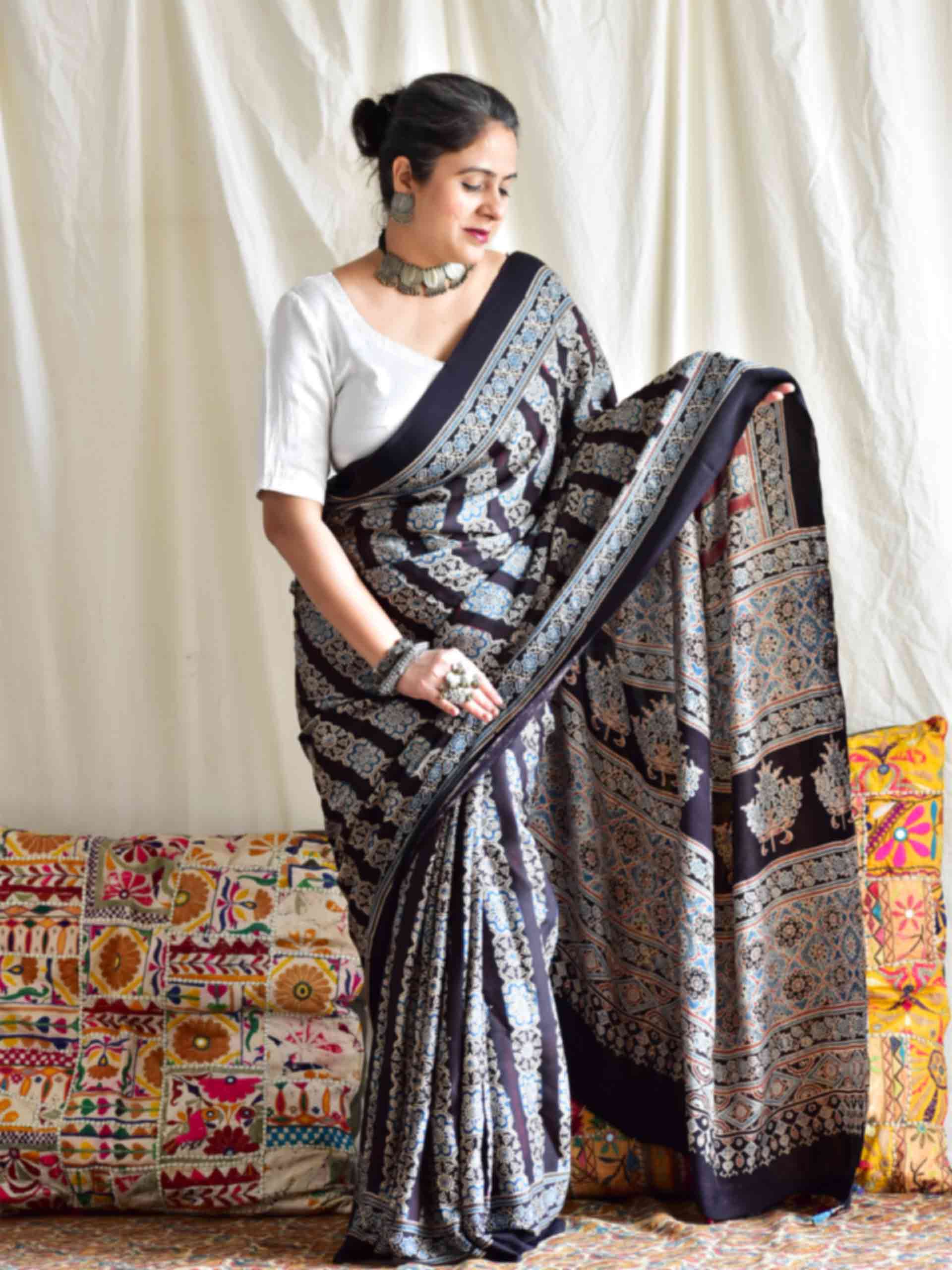 Ruhaani - Ajrakh modal Silk Saree