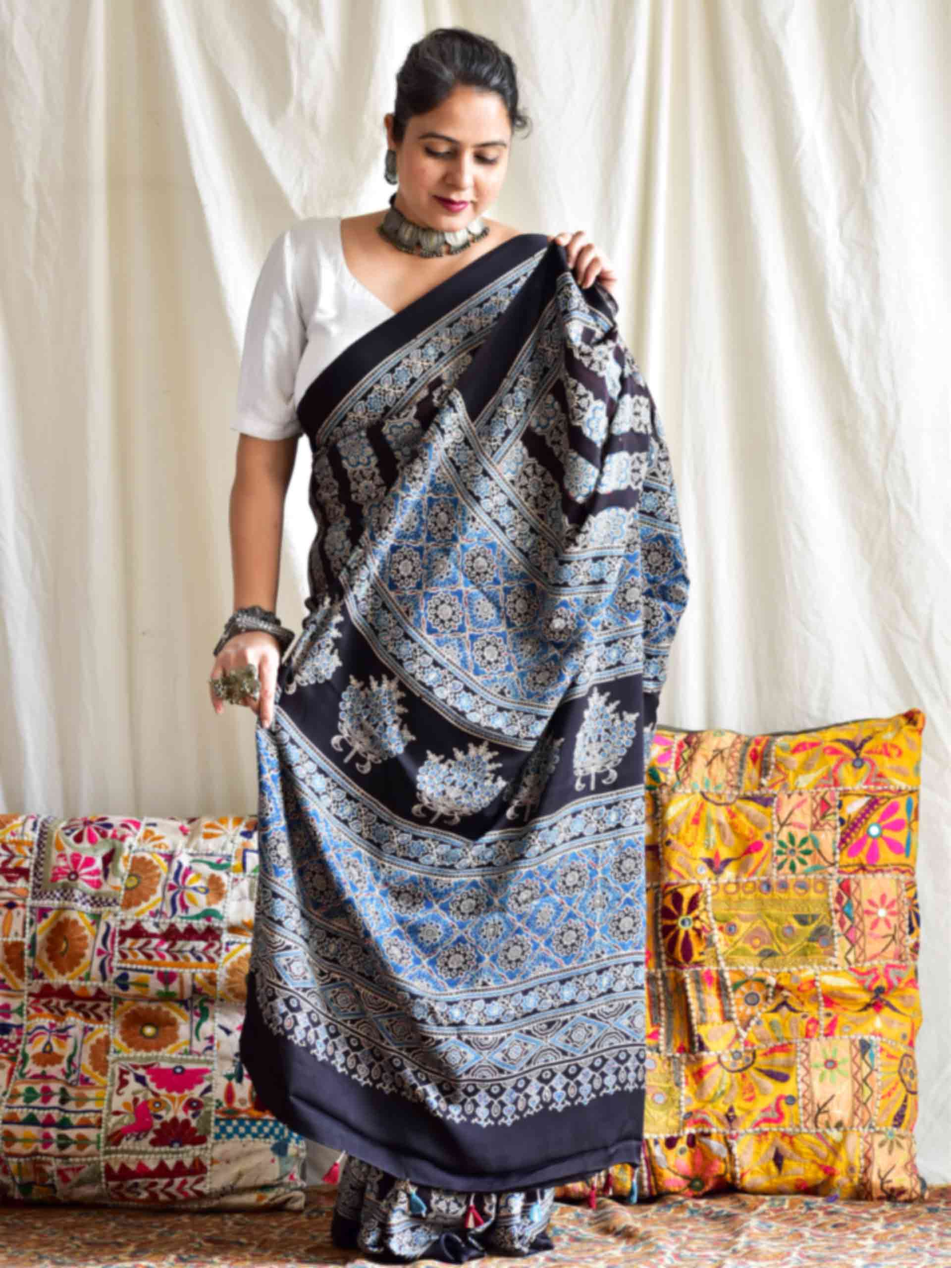 Ruhaani - Ajrakh modal Silk Saree