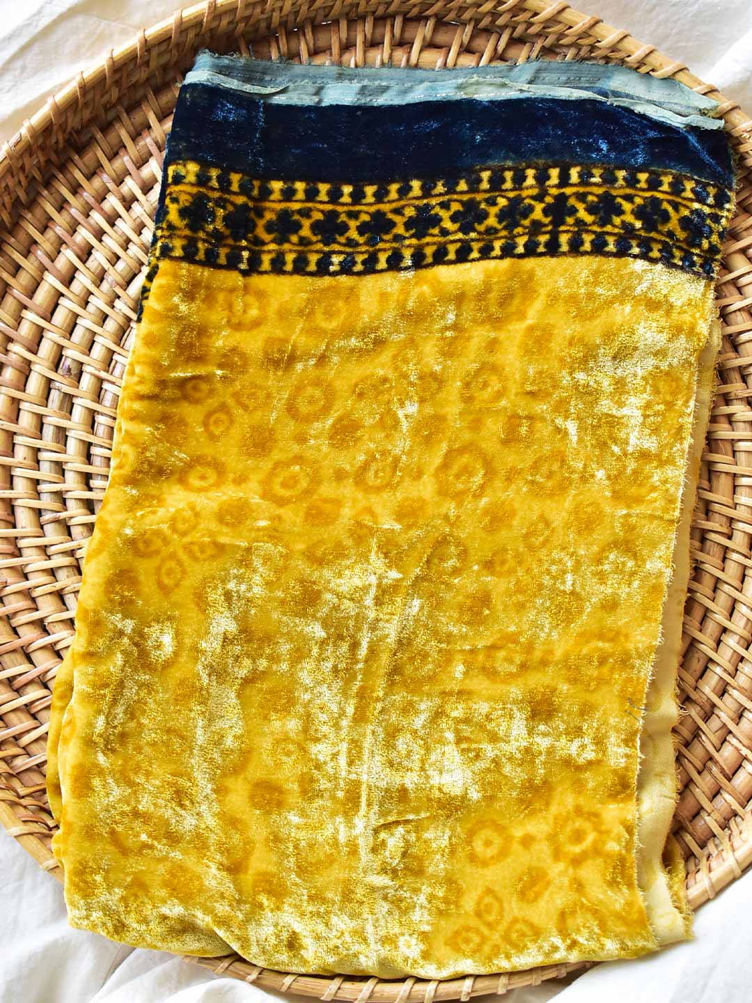 poshaak - Ajrakh Silk velvet blouse piece 1 meter