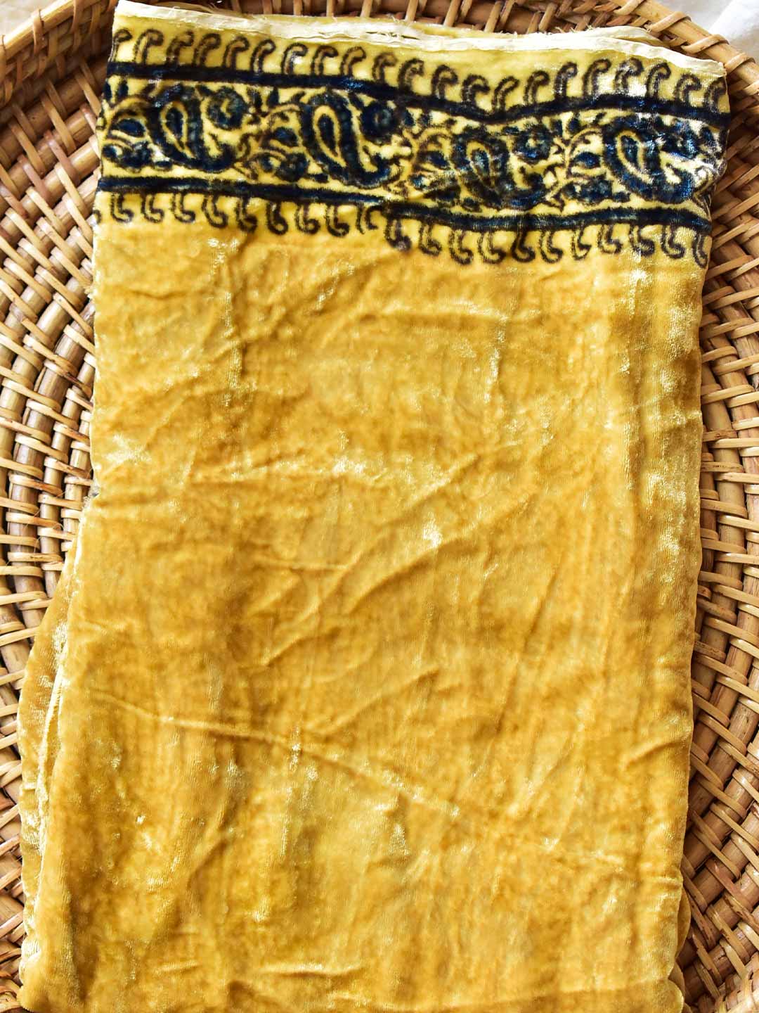 Kesh- Ajrakh Silk velvet blouse piece 1 meter