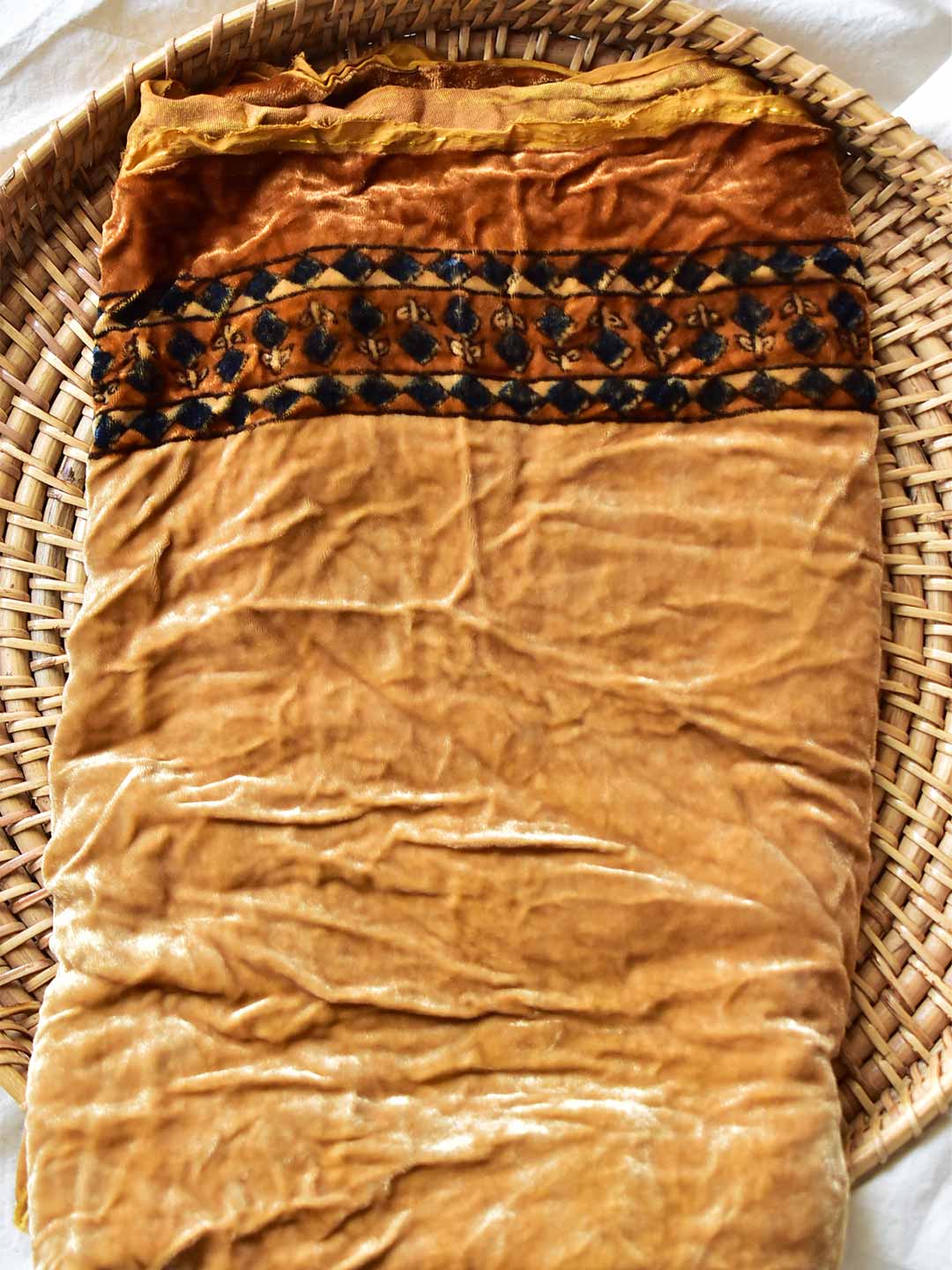 Labaik - Ajrakh Silk velvet blouse piece 1 meter