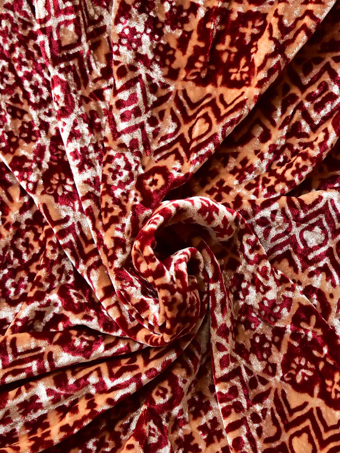 Mona - Ajrakh Silk velvet blouse piece 1 meter