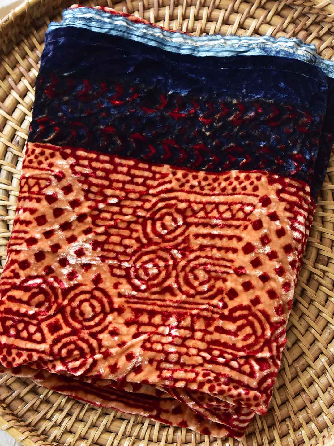 Mizaaj- Ajrakh Silk velvet blouse piece 1 meter