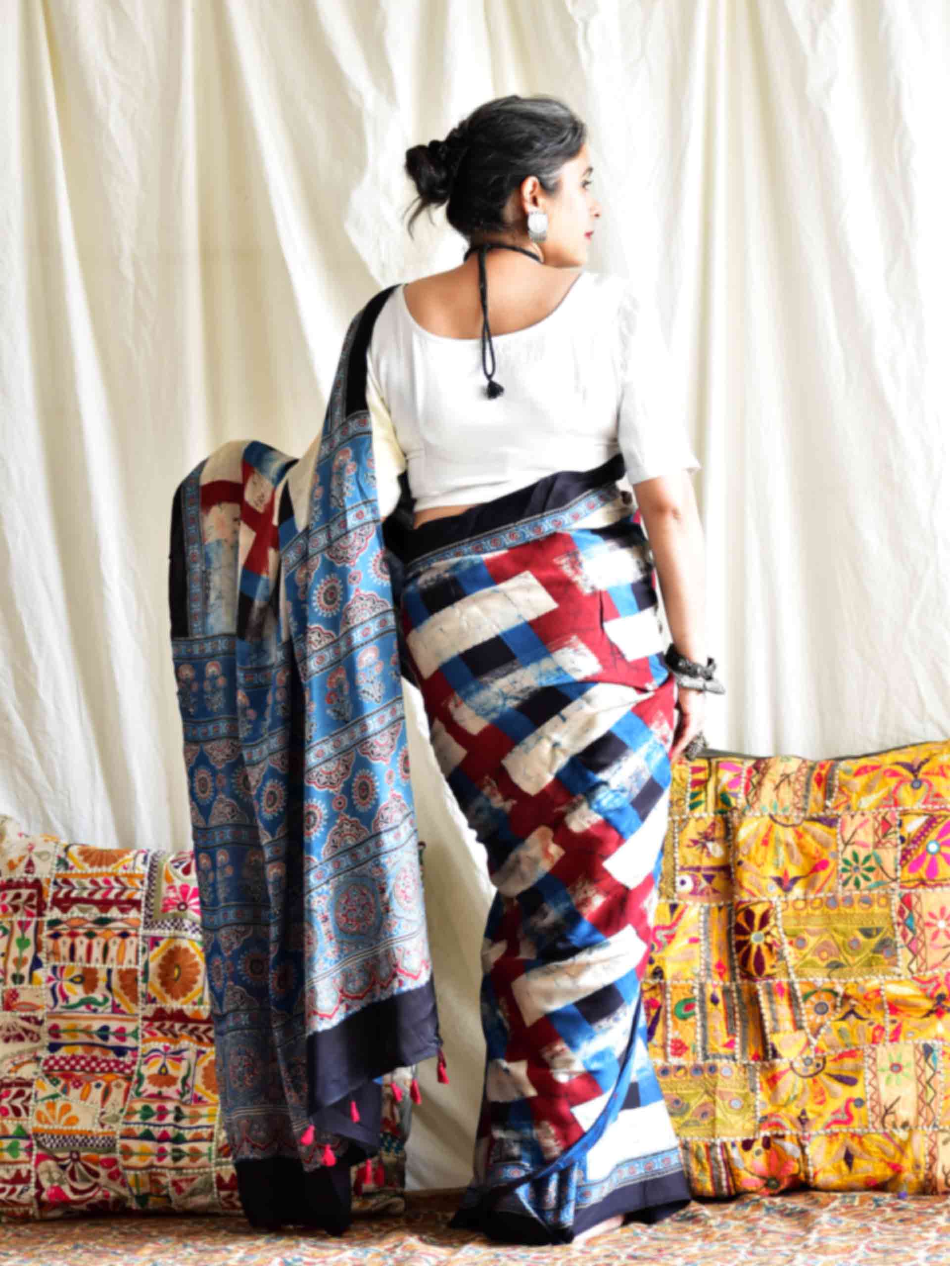 Padma - Ajrakh modal Silk Saree