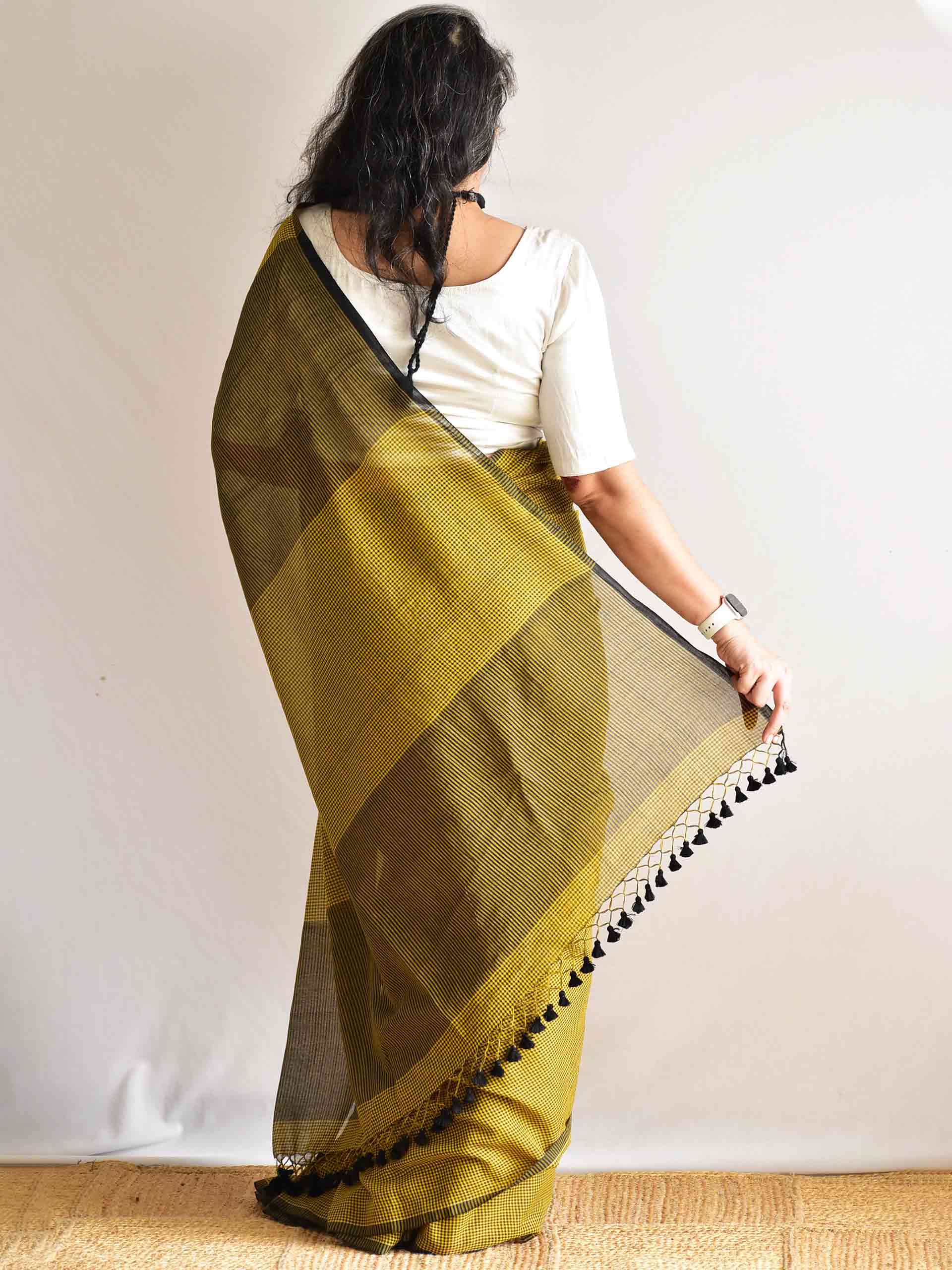Mohini - checkered Mul cotton saree