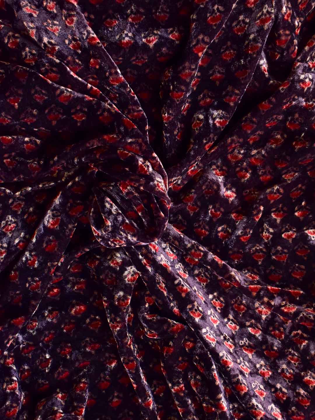 midas touch - Ajrakh Silk velvet blouse piece 1 meter