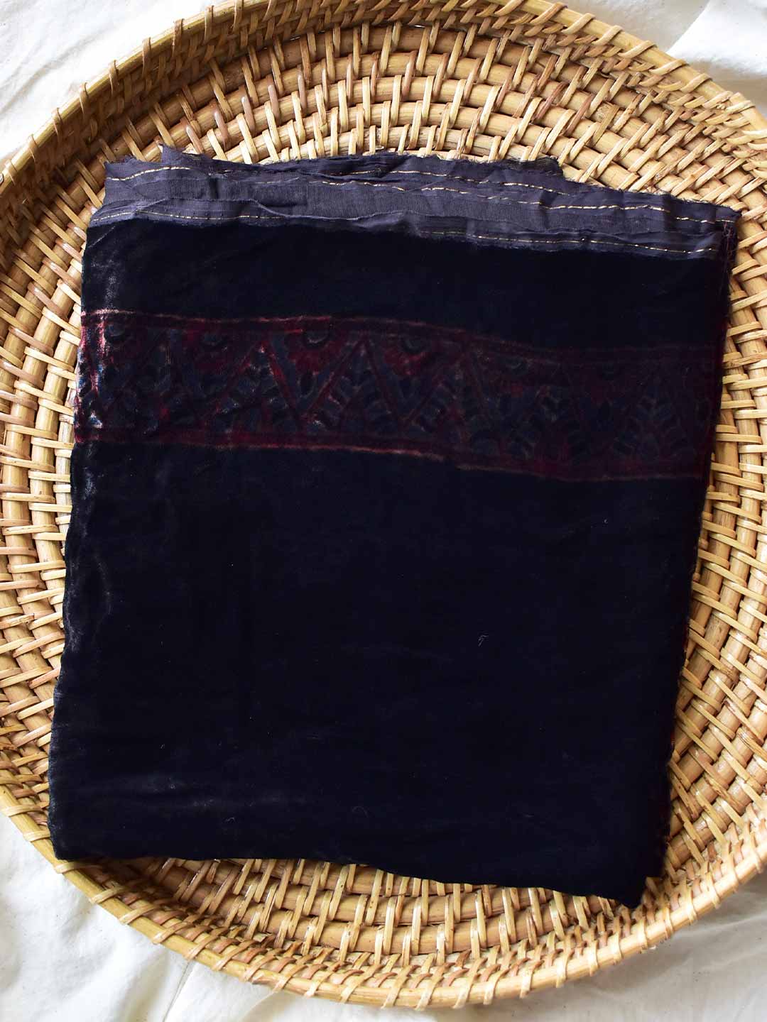 Rehbar - Ajrakh Silk velvet blouse piece 1 meter