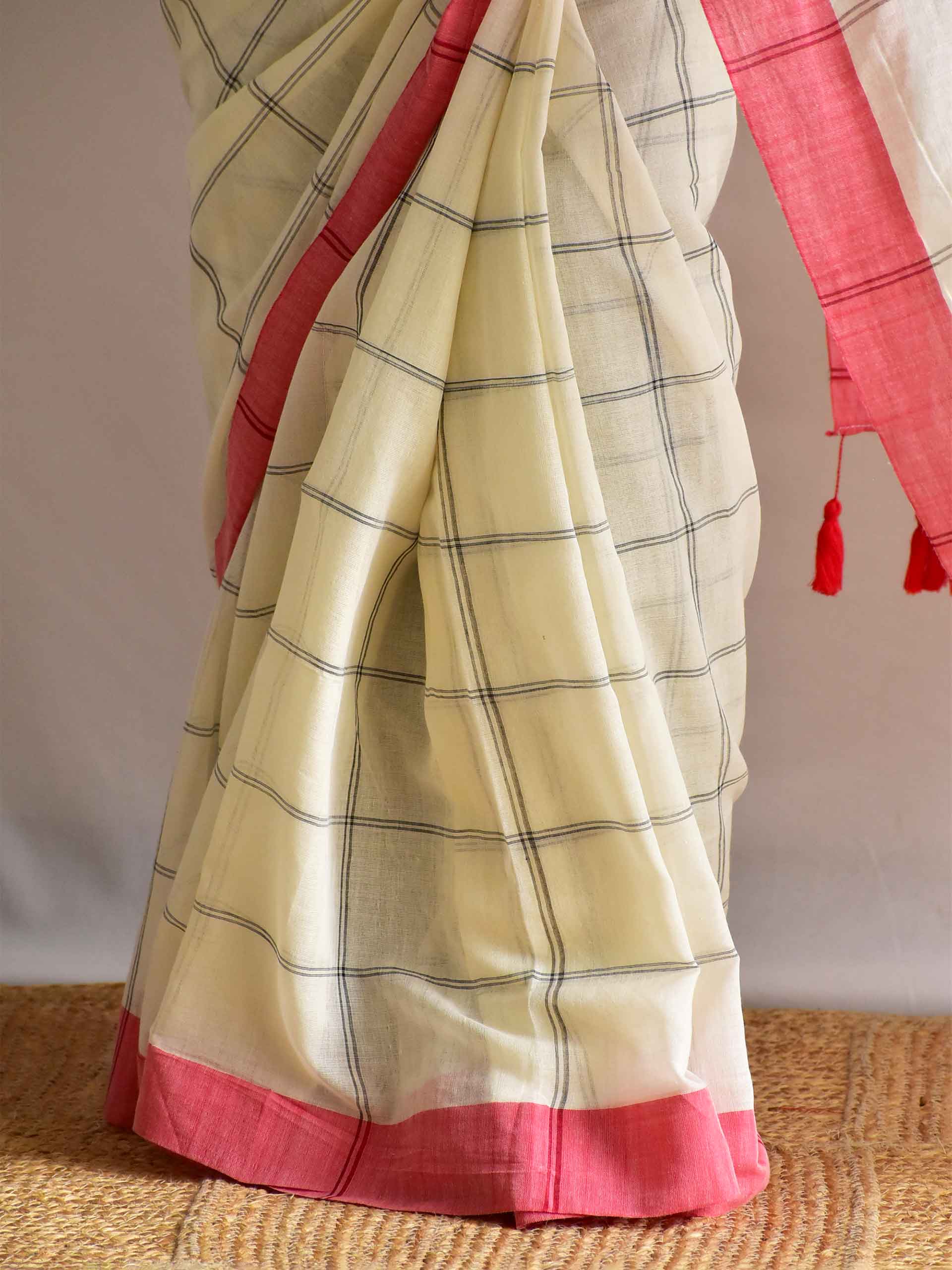 Sudha - checkered Mul cotton saree