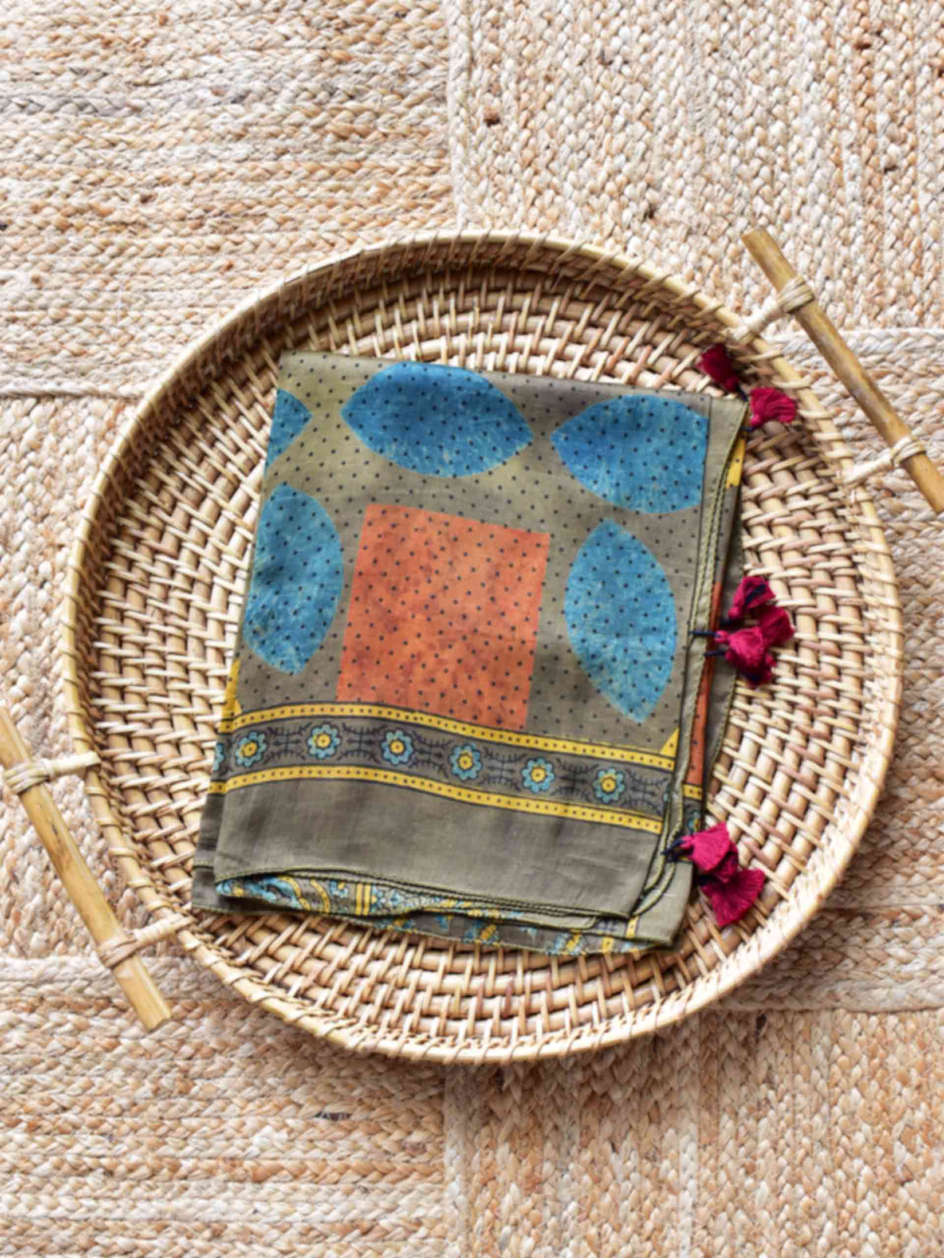 Mithaas - Ajrakh Chanderi silk stole