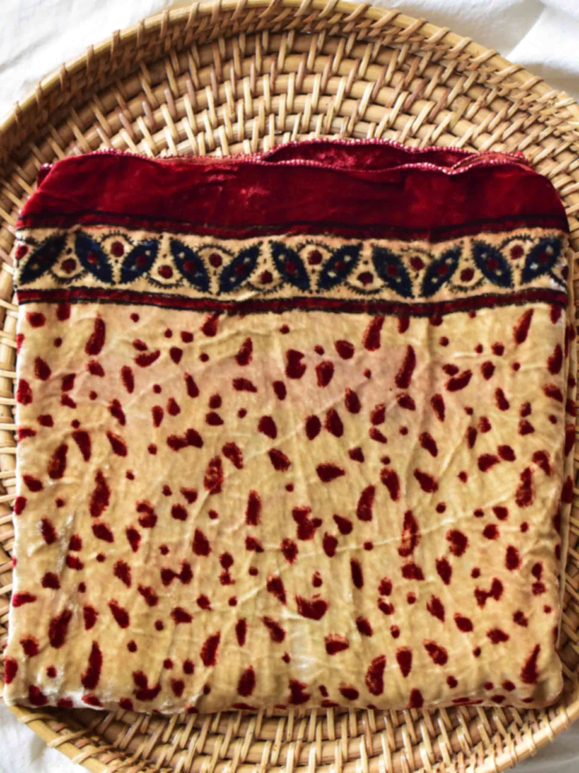 Guman - Ajrakh Silk velvet blouse piece 1 meter