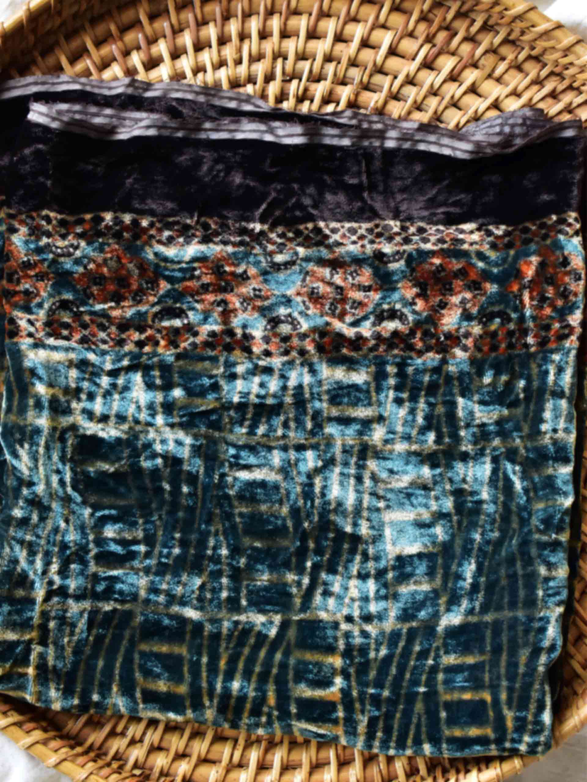 khwaab - Ajrakh Silk velvet blouse piece 1 meter