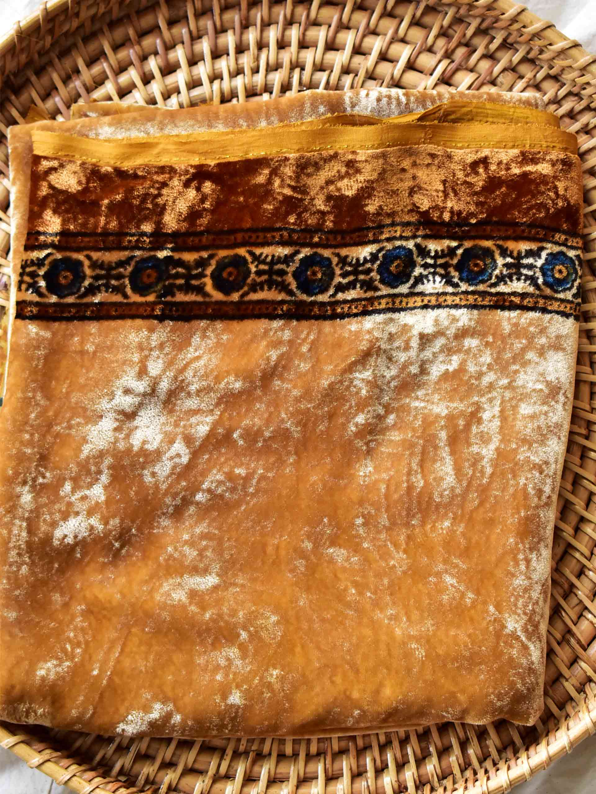 Sapne - Ajrakh Silk velvet blouse piece 1 meter