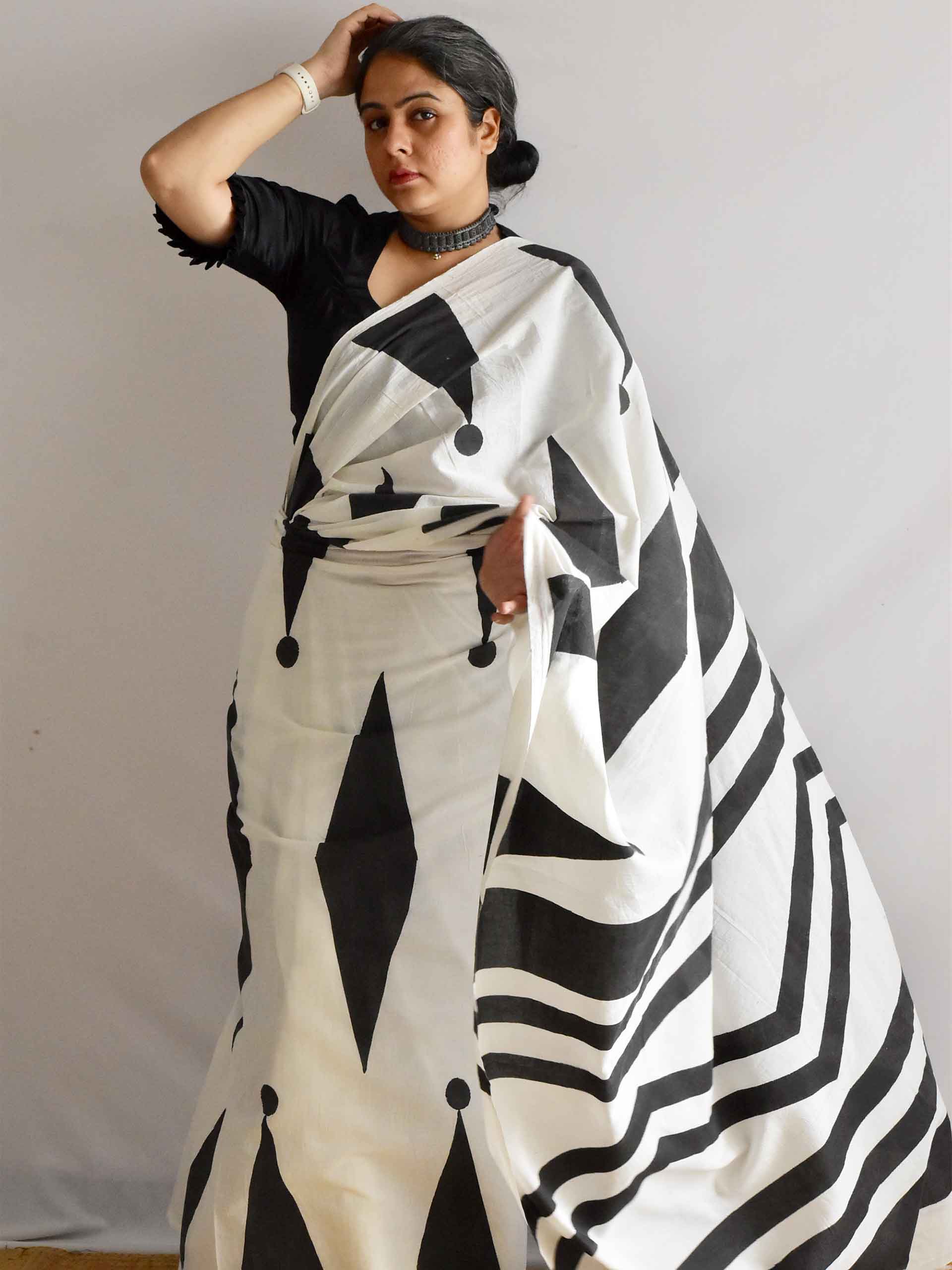 Echelon - Hand Block printed cotton saree