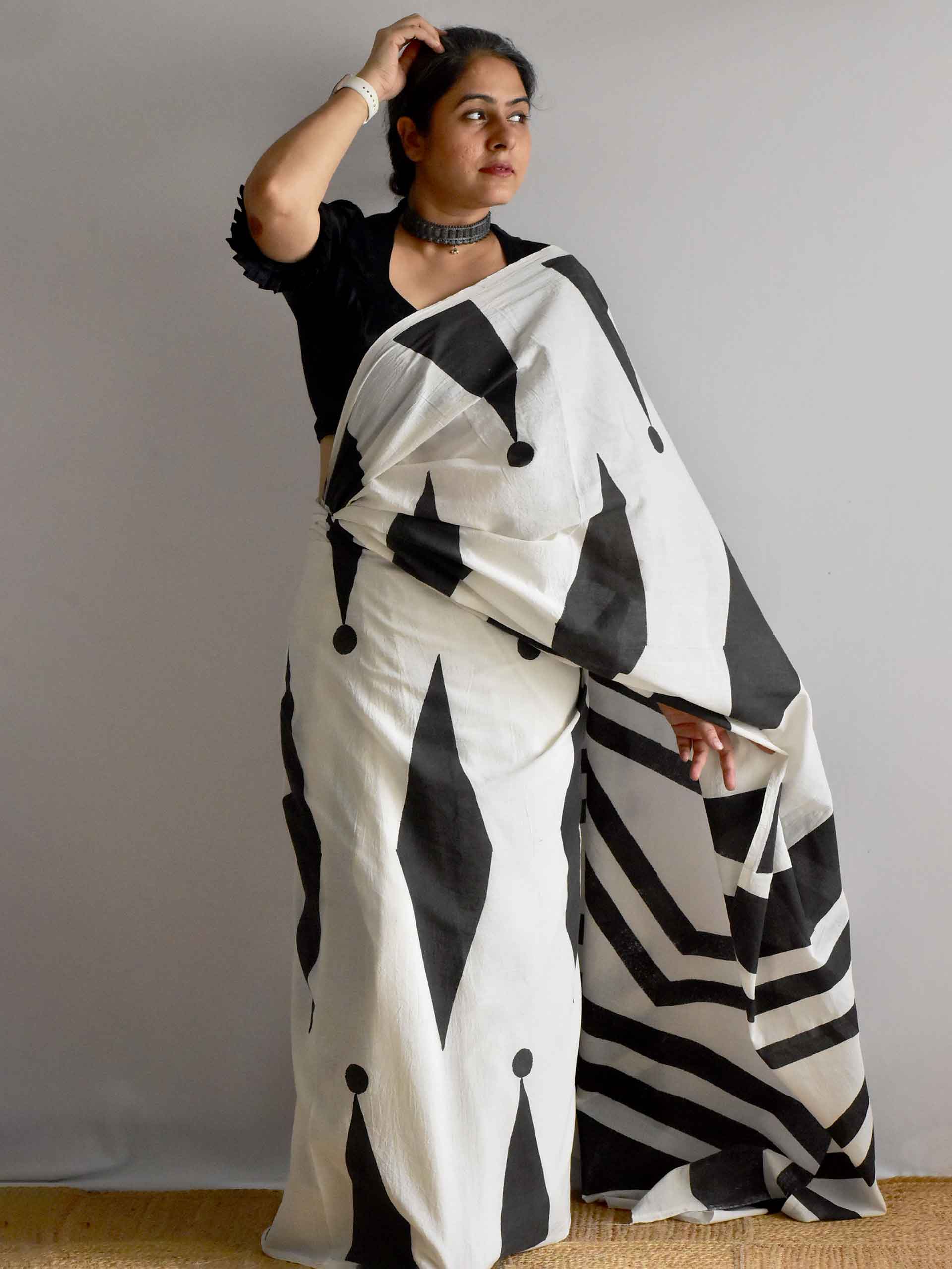 Echelon - Hand Block printed cotton saree