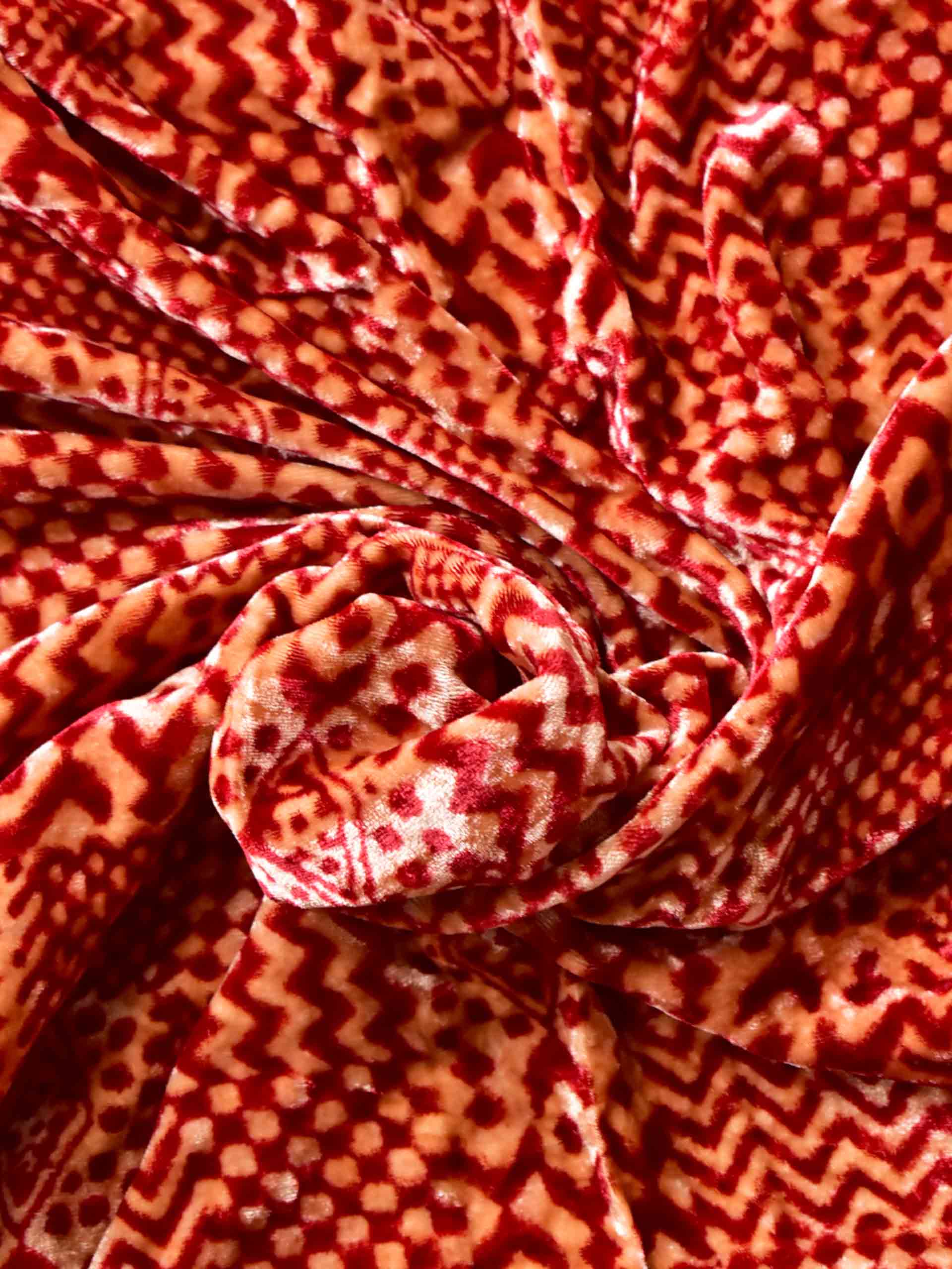 rupal - Ajrakh Silk velvet blouse piece 1 meter
