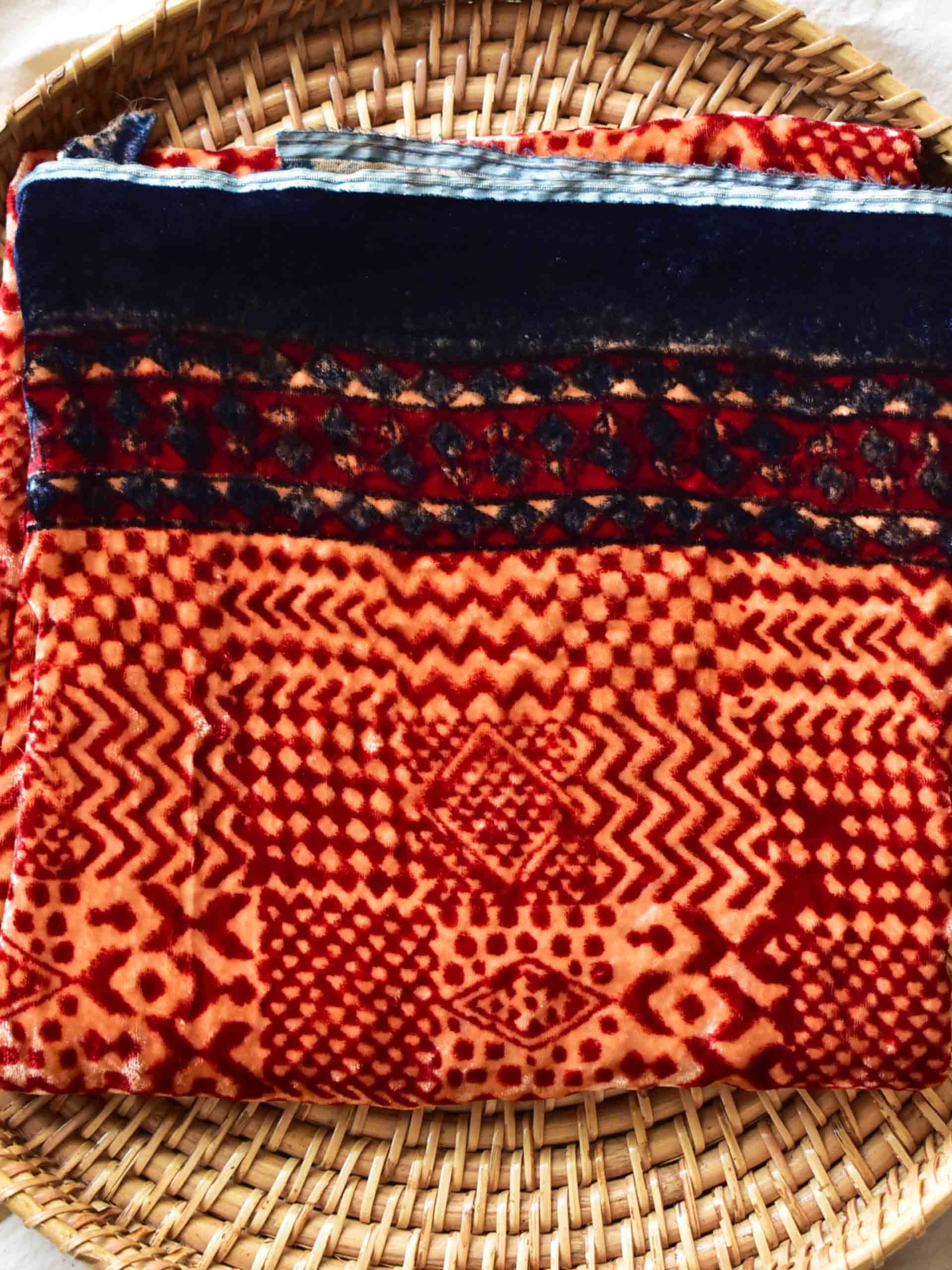 rupal - Ajrakh Silk velvet blouse piece 1 meter