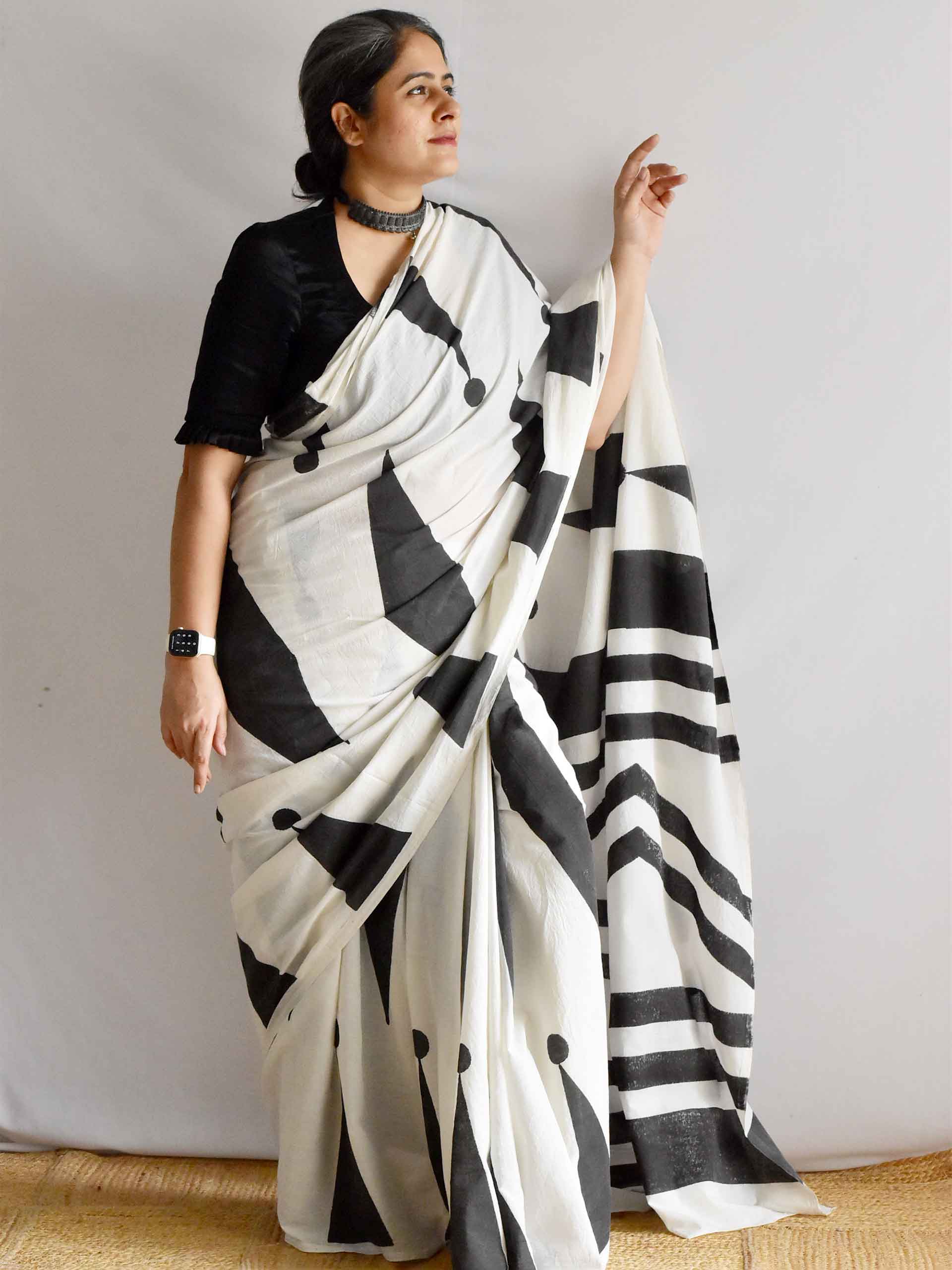 Echelon - Hand Block printed cotton saree