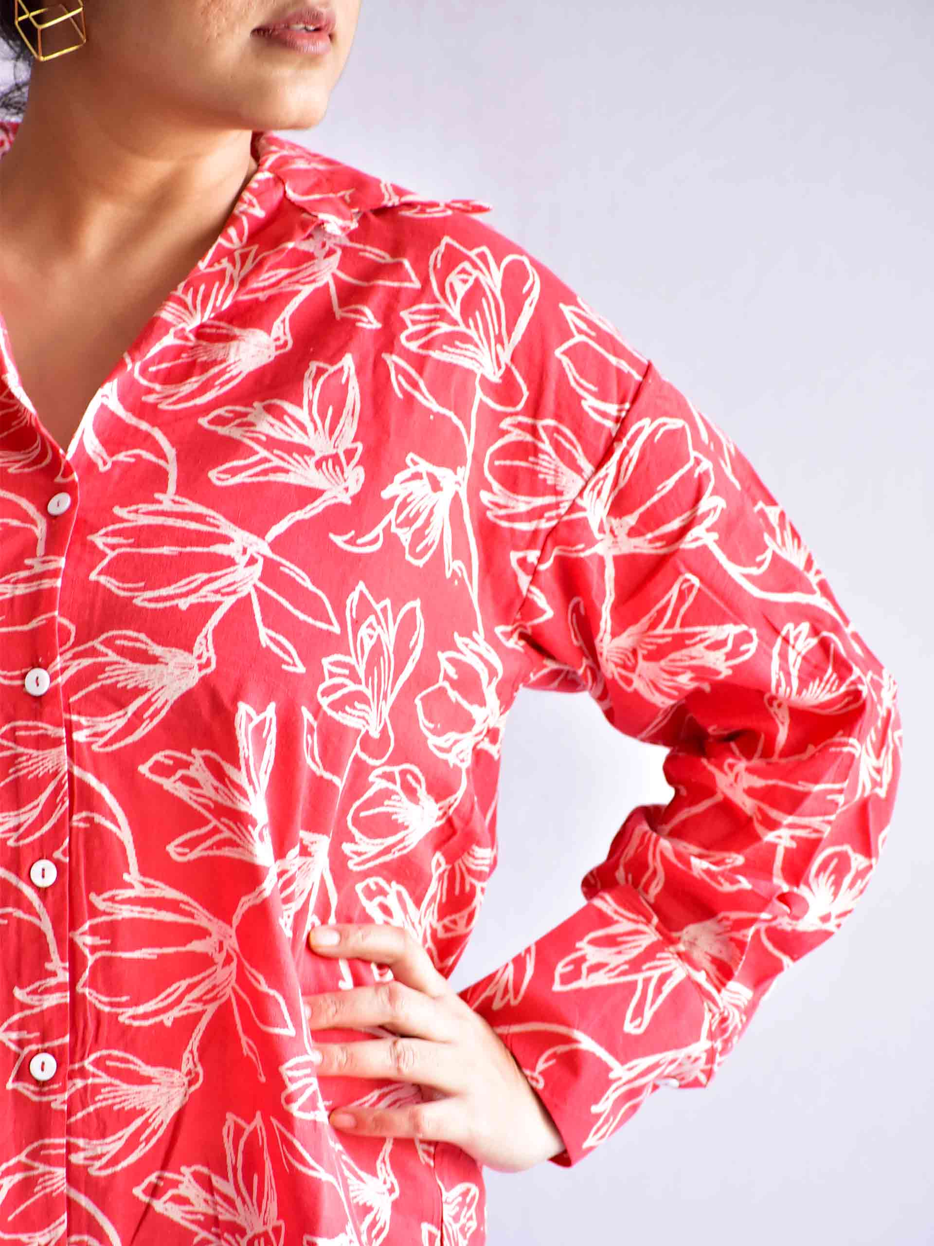 Scarlet - Printed Cotton oversized Shirt