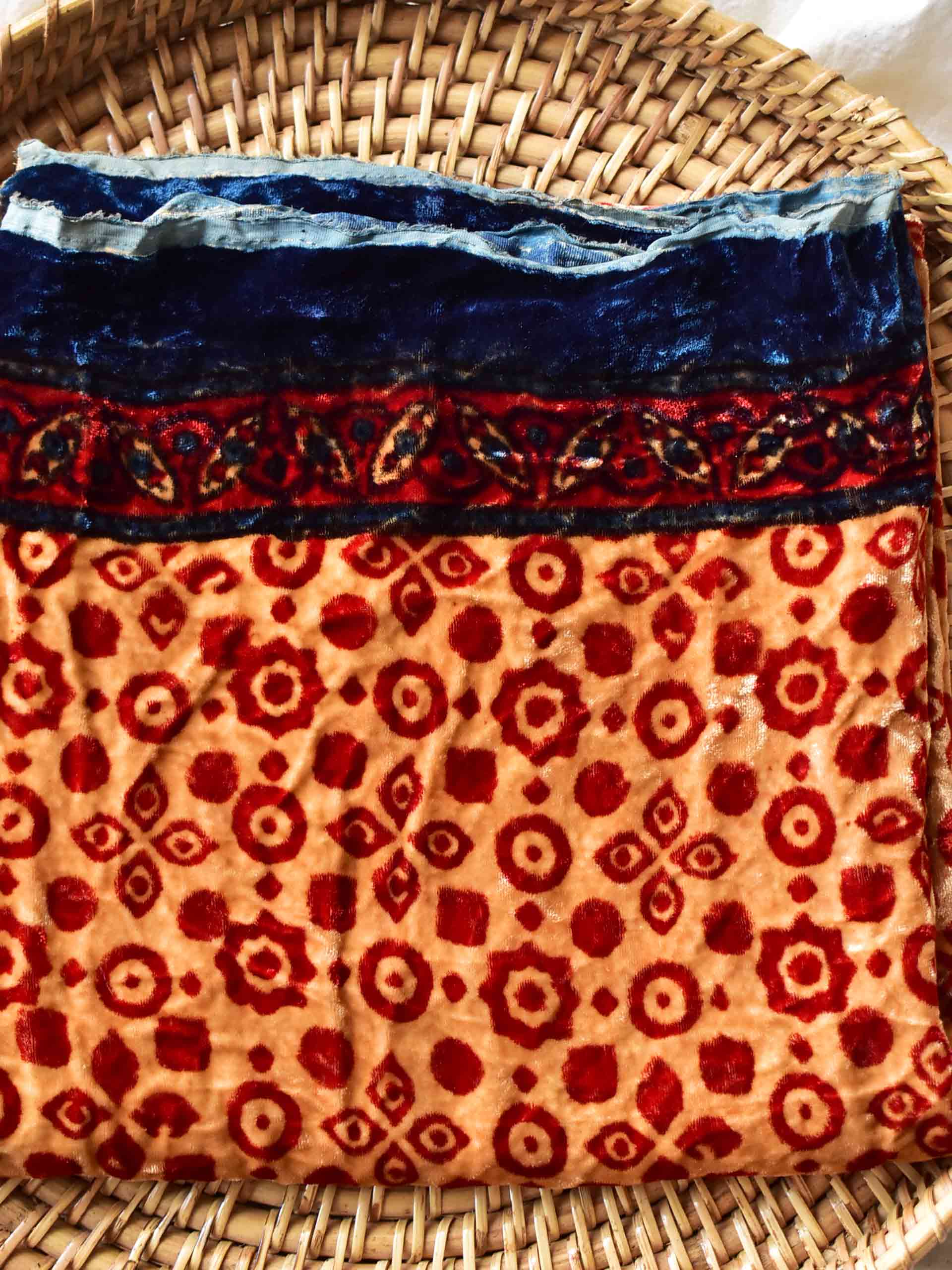 kraar - Ajrakh Silk velvet blouse piece 1 meter