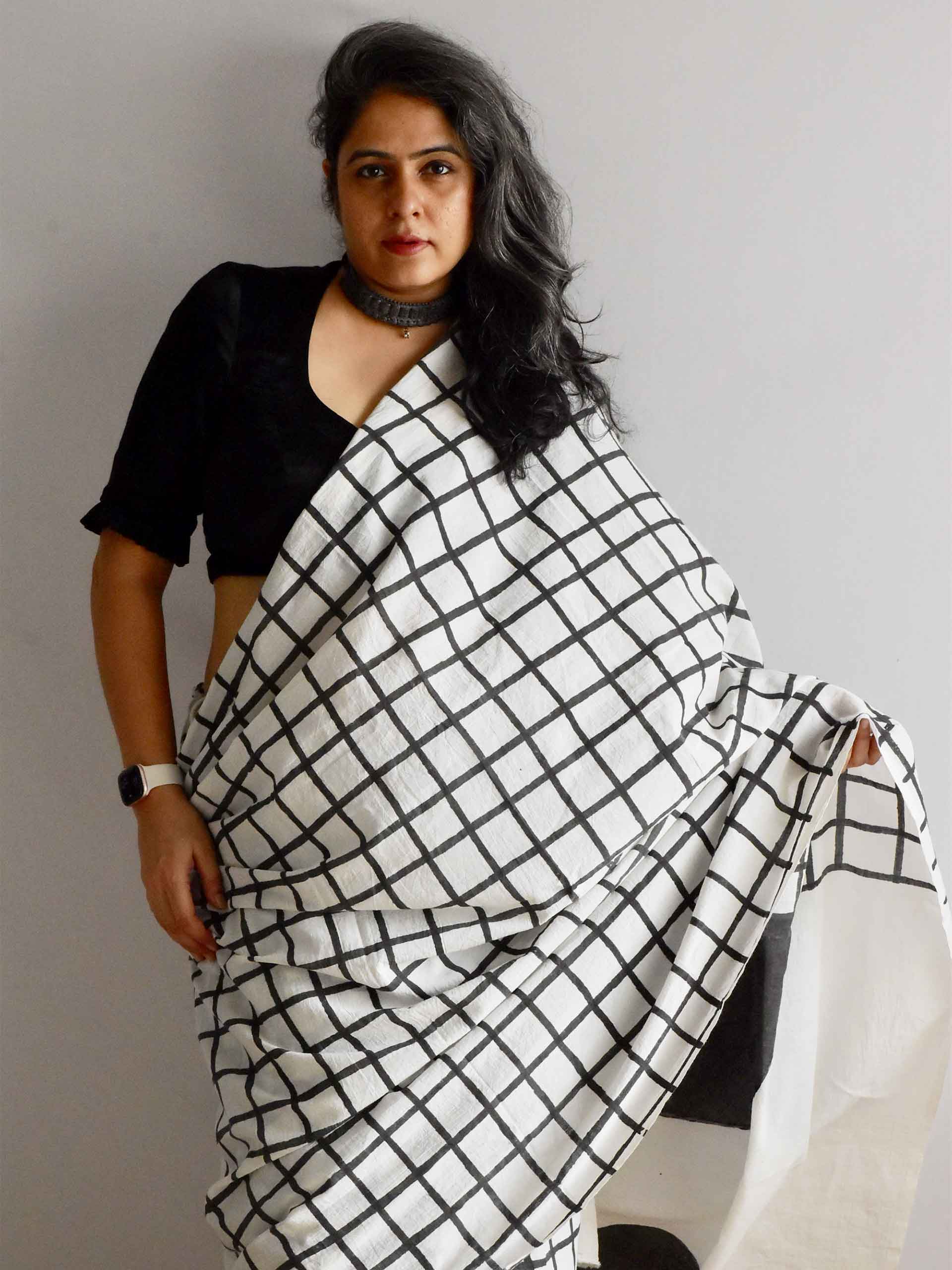 Feng shui - Hand Block printed cotton saree