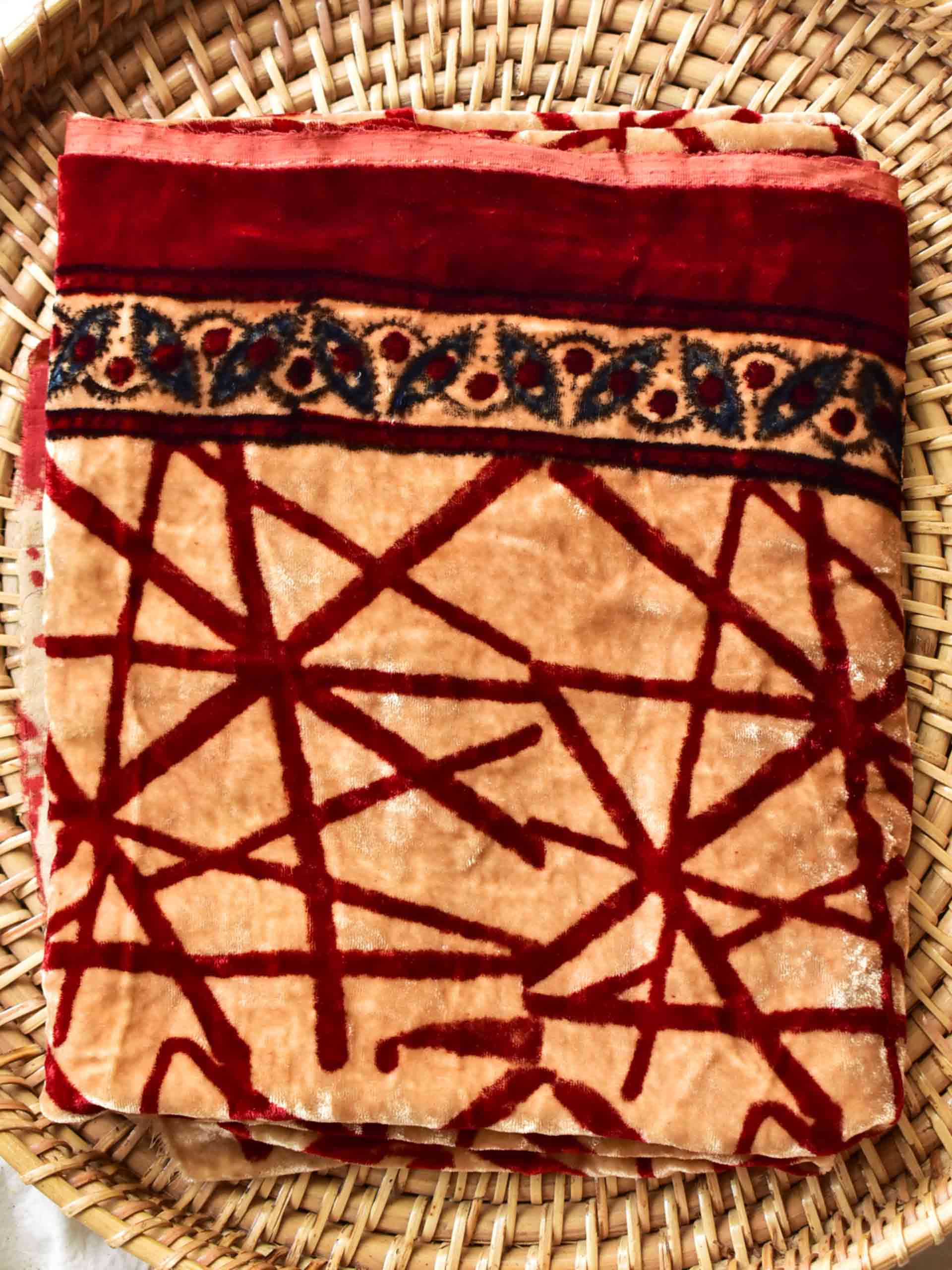 sabr - Ajrakh Silk velvet blouse piece 1 meter