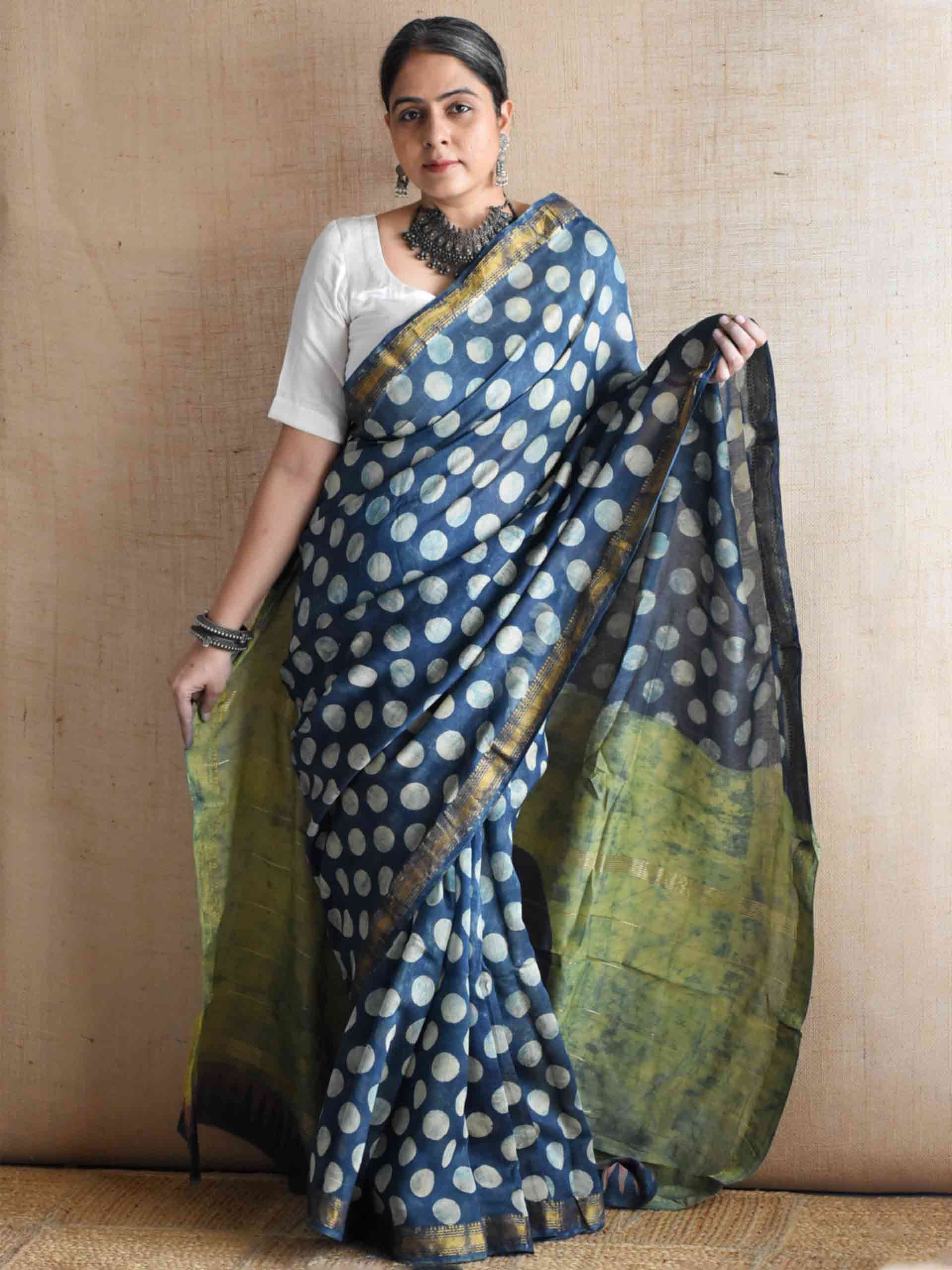 raat rani - Bagru Maheshwari silk saree