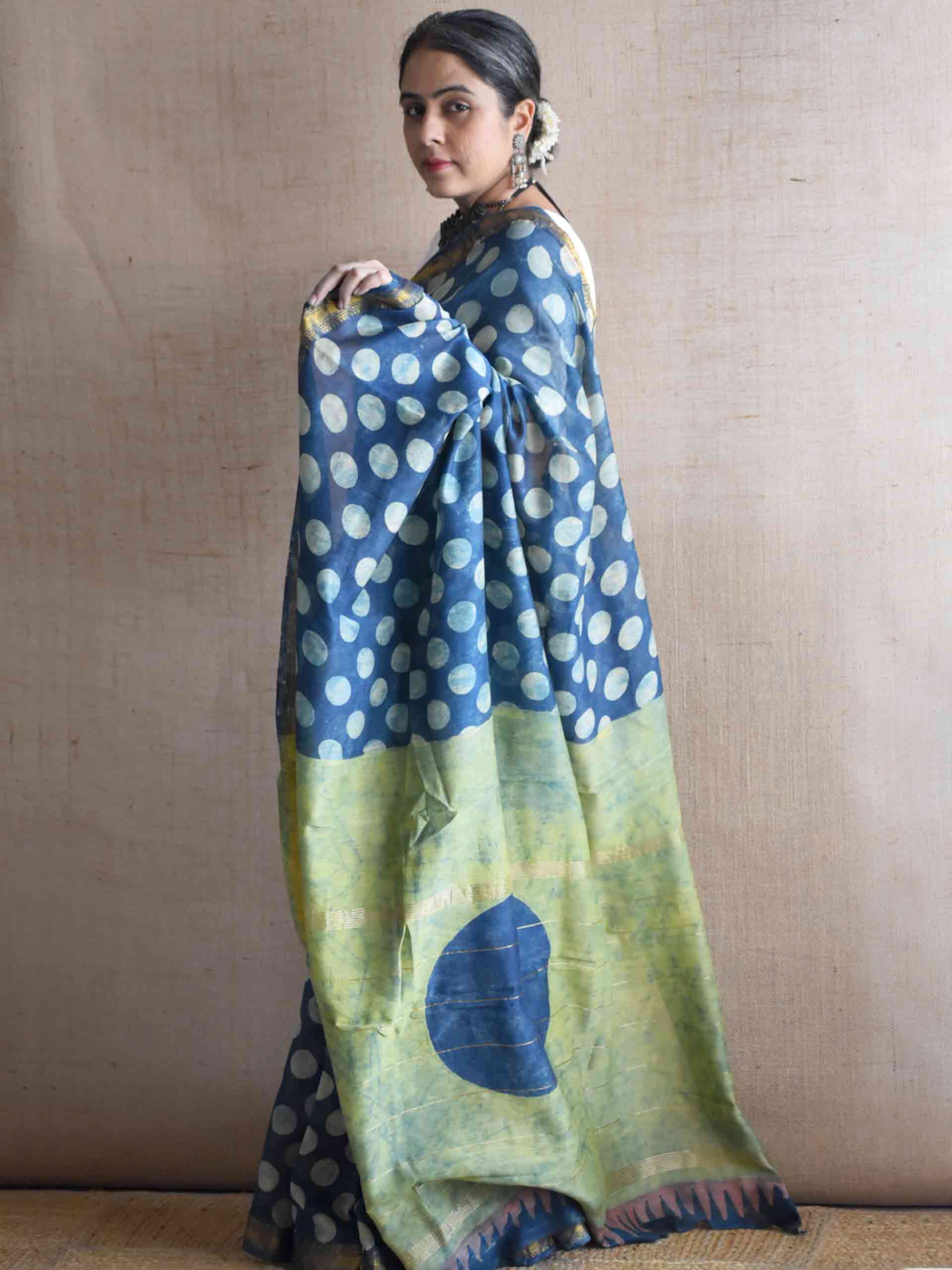 raat rani - Bagru Maheshwari silk saree