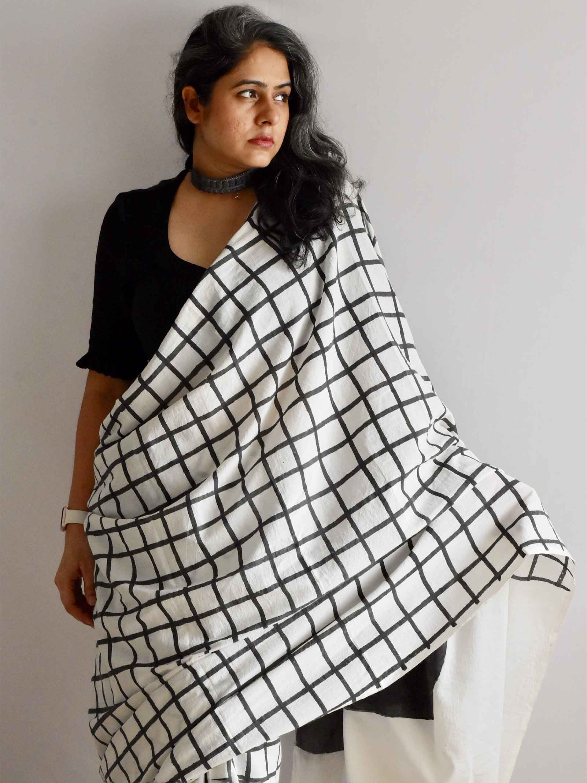 Feng shui - Hand Block printed cotton saree