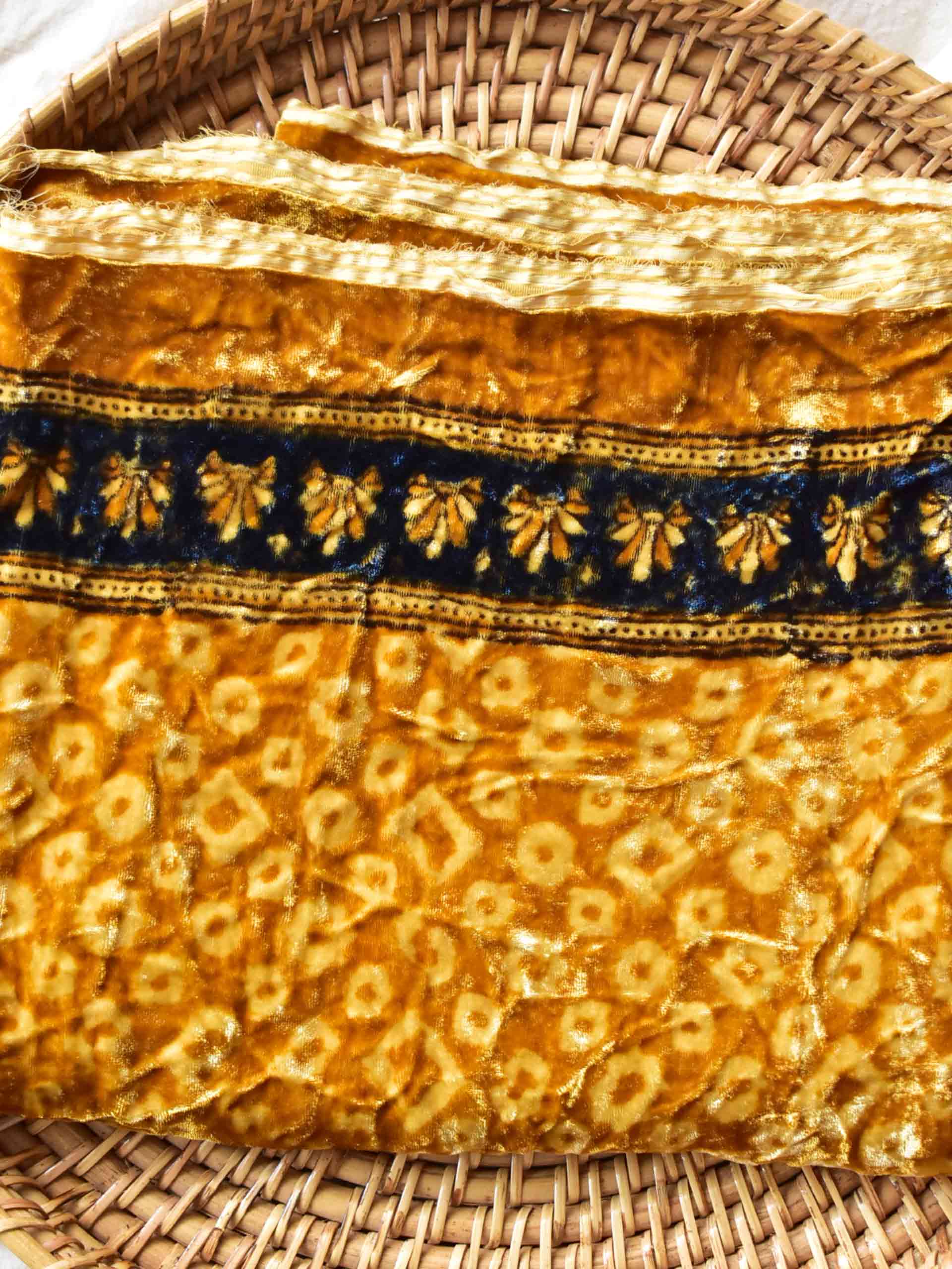 miskeen - Ajrakh Silk velvet blouse piece 1 meter
