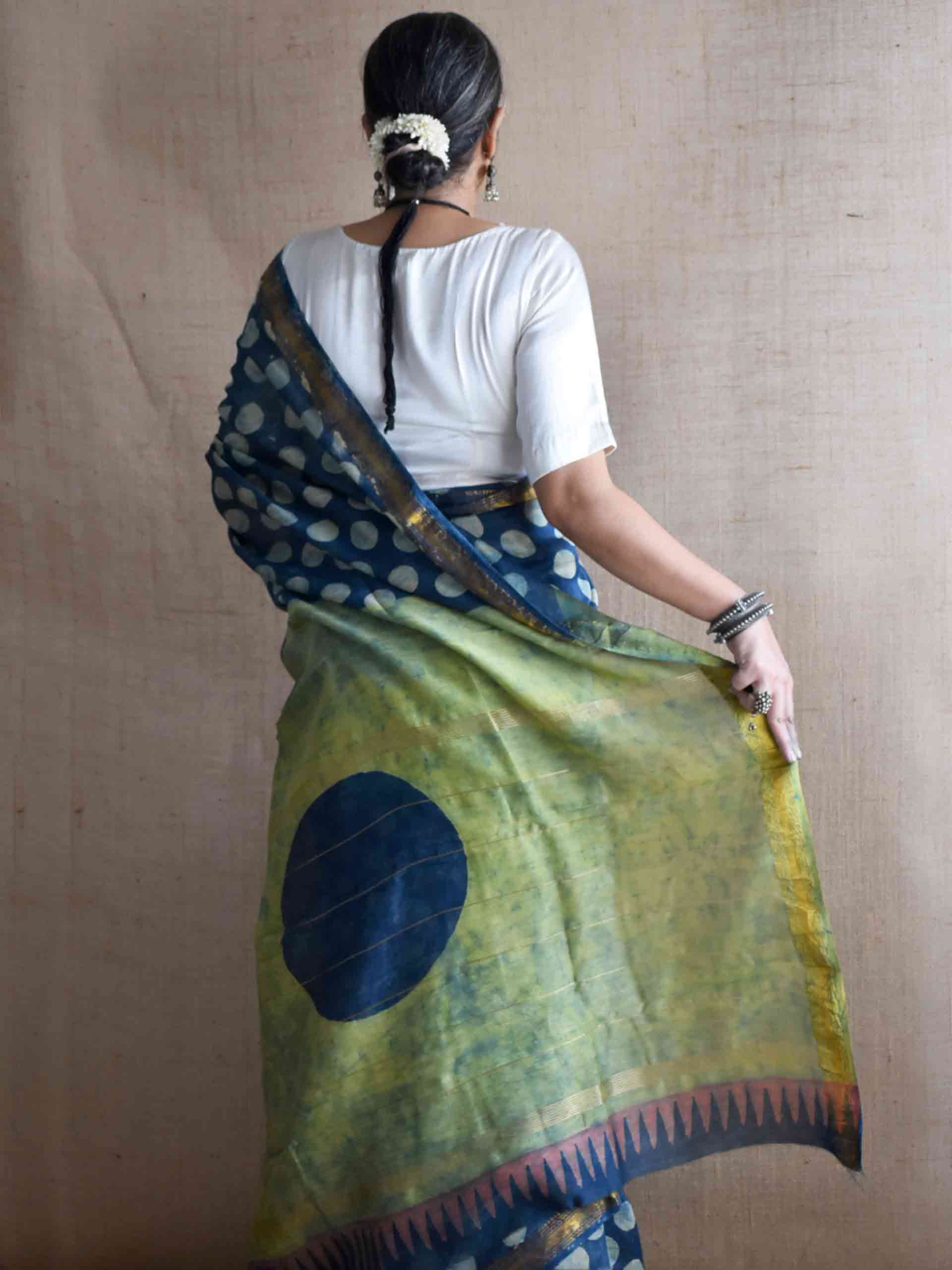 raat rani - Bagru Maheshwari silk saree