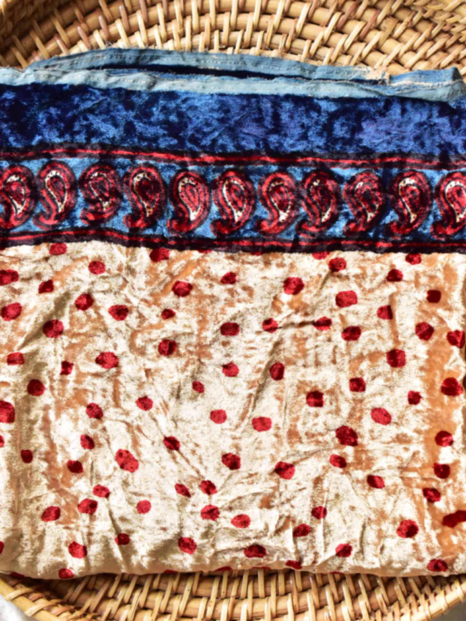 bahara - Ajrakh Silk velvet blouse piece 1 meter