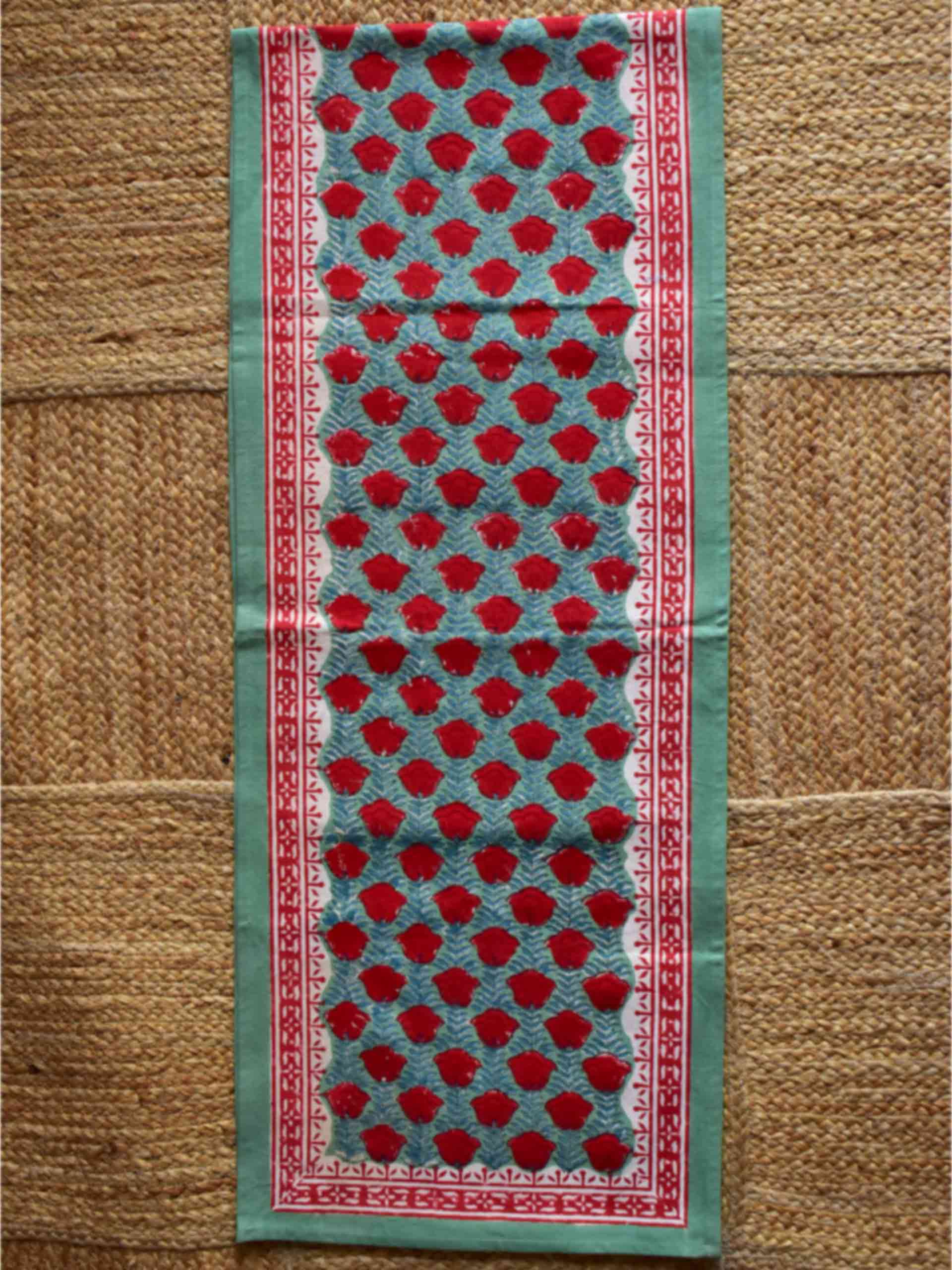 Candlelight Christmas - Dabu Hand Block printed Table Runner 13x70