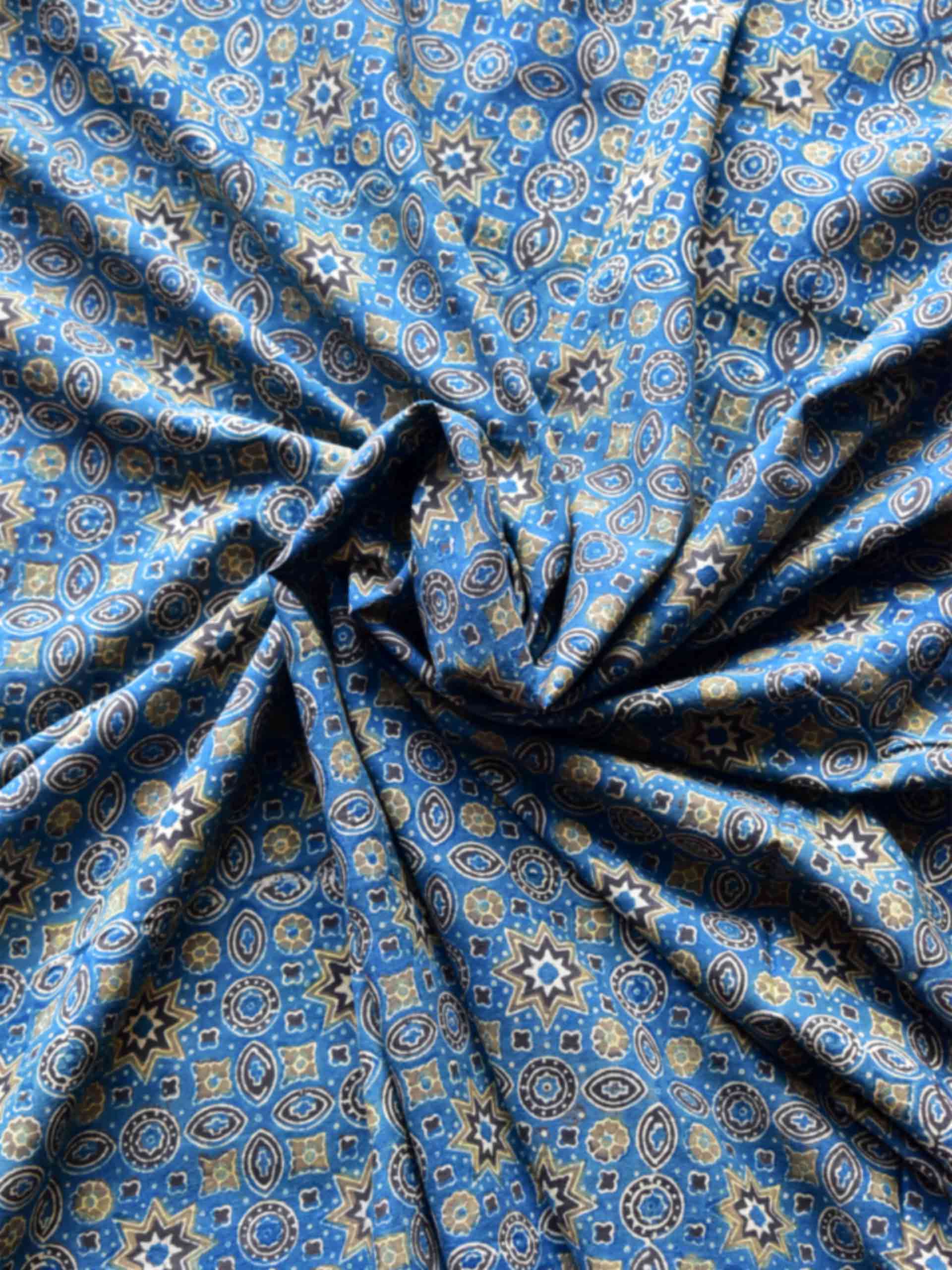 Blue star - Ajrakh cotton  fabric 850 per meter