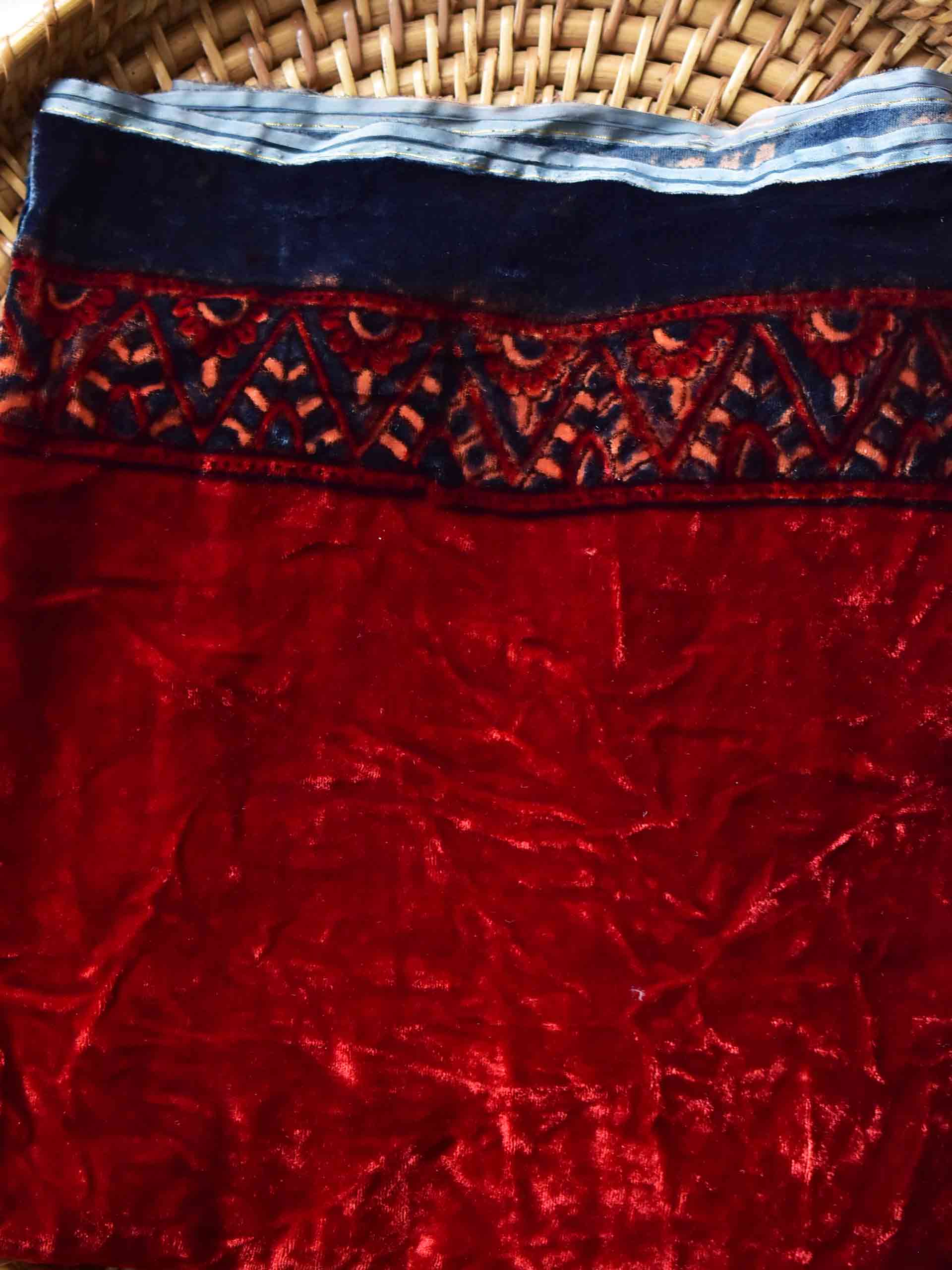 sawan - Ajrakh Silk velvet blouse piece 1 meter
