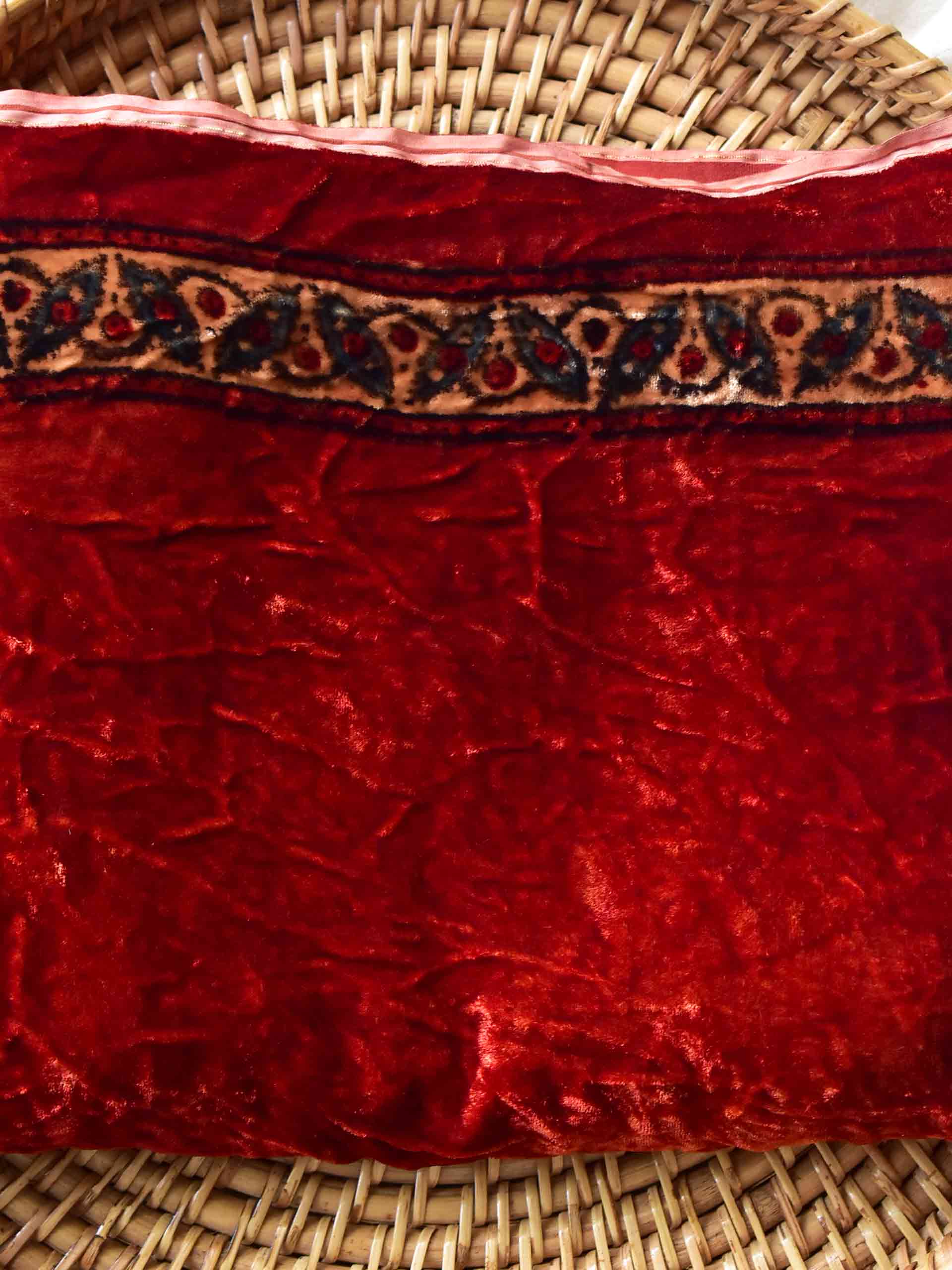 badli - Ajrakh Silk velvet blouse piece 1 meter