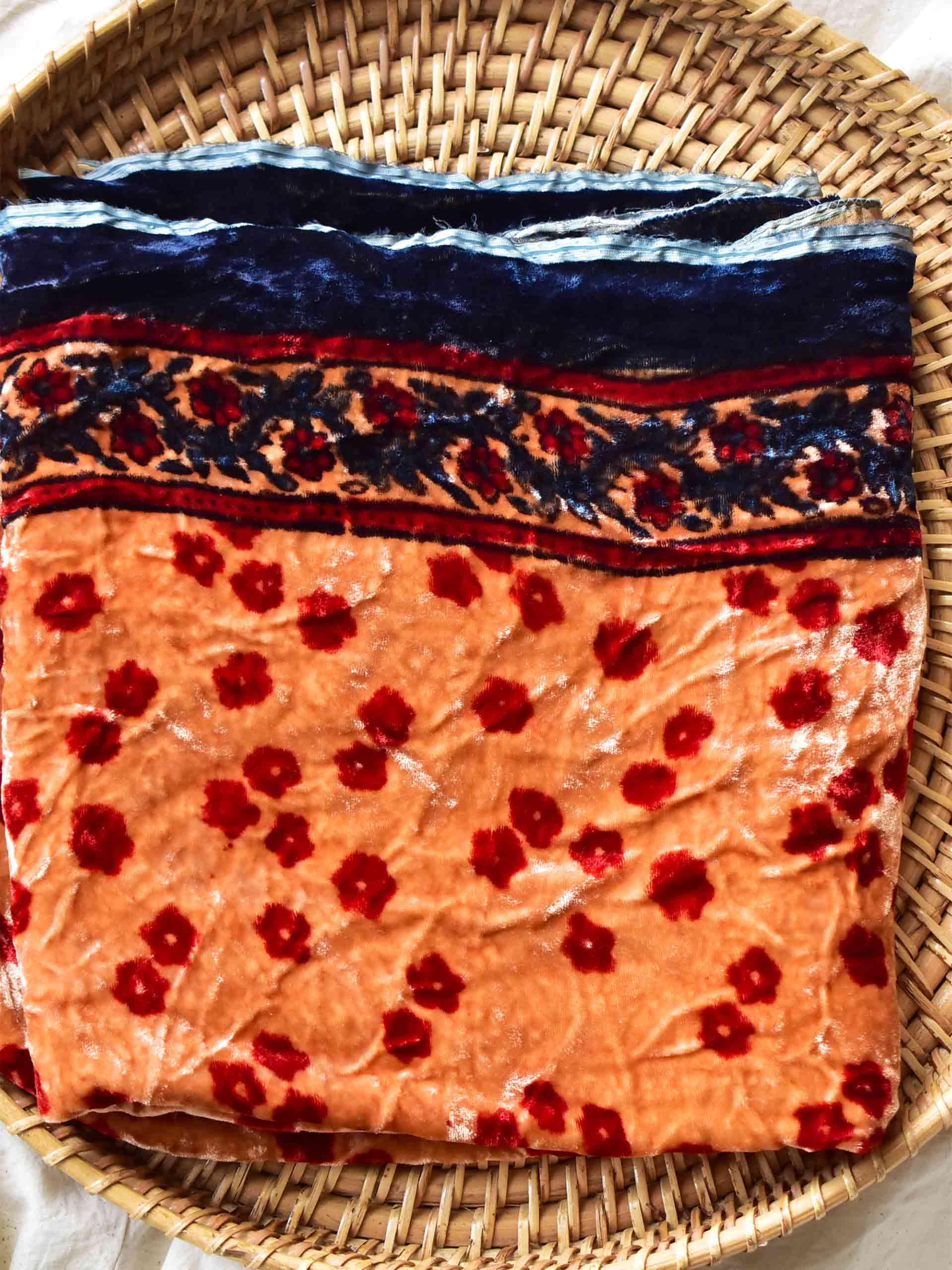 Muskan - Ajrakh Silk velvet blouse piece 1 meter