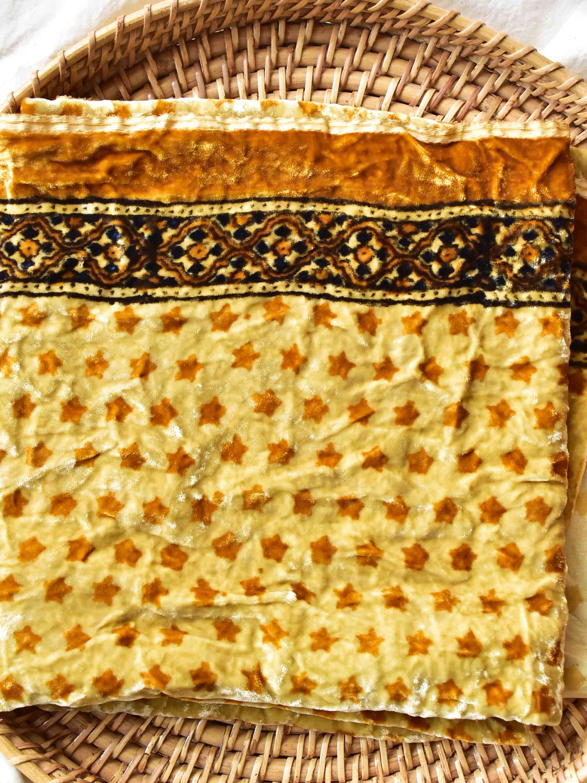 meena - Ajrakh Silk velvet blouse piece 1 meter