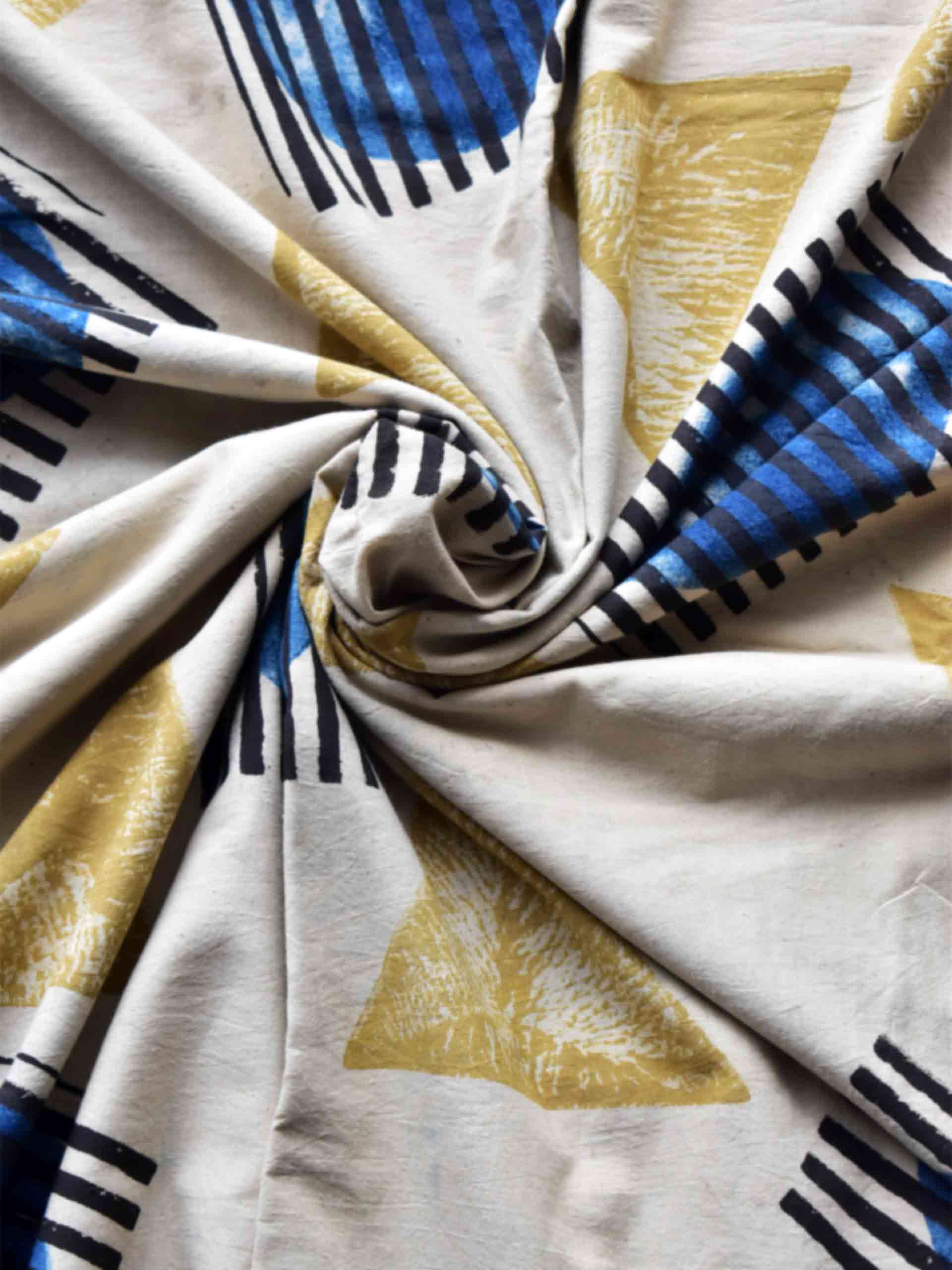 Tricorn - hand block printed Cotton fabric 200 per meter