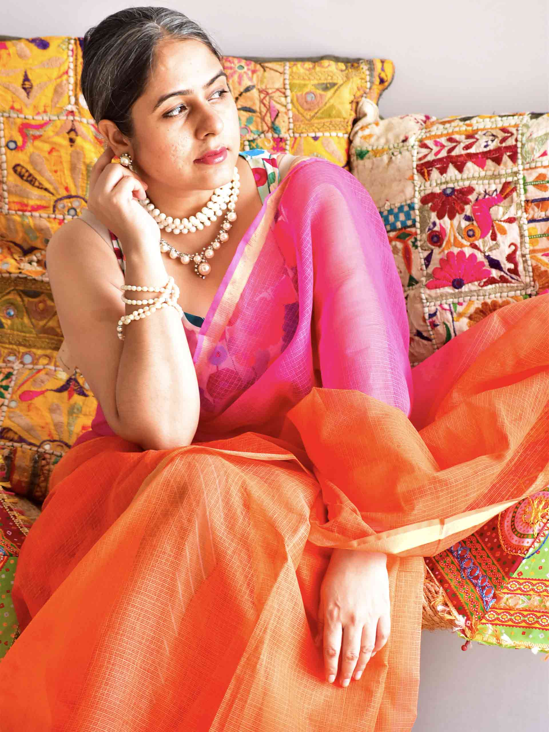 Sunset Sorbet - Tie and Dye Kota saree