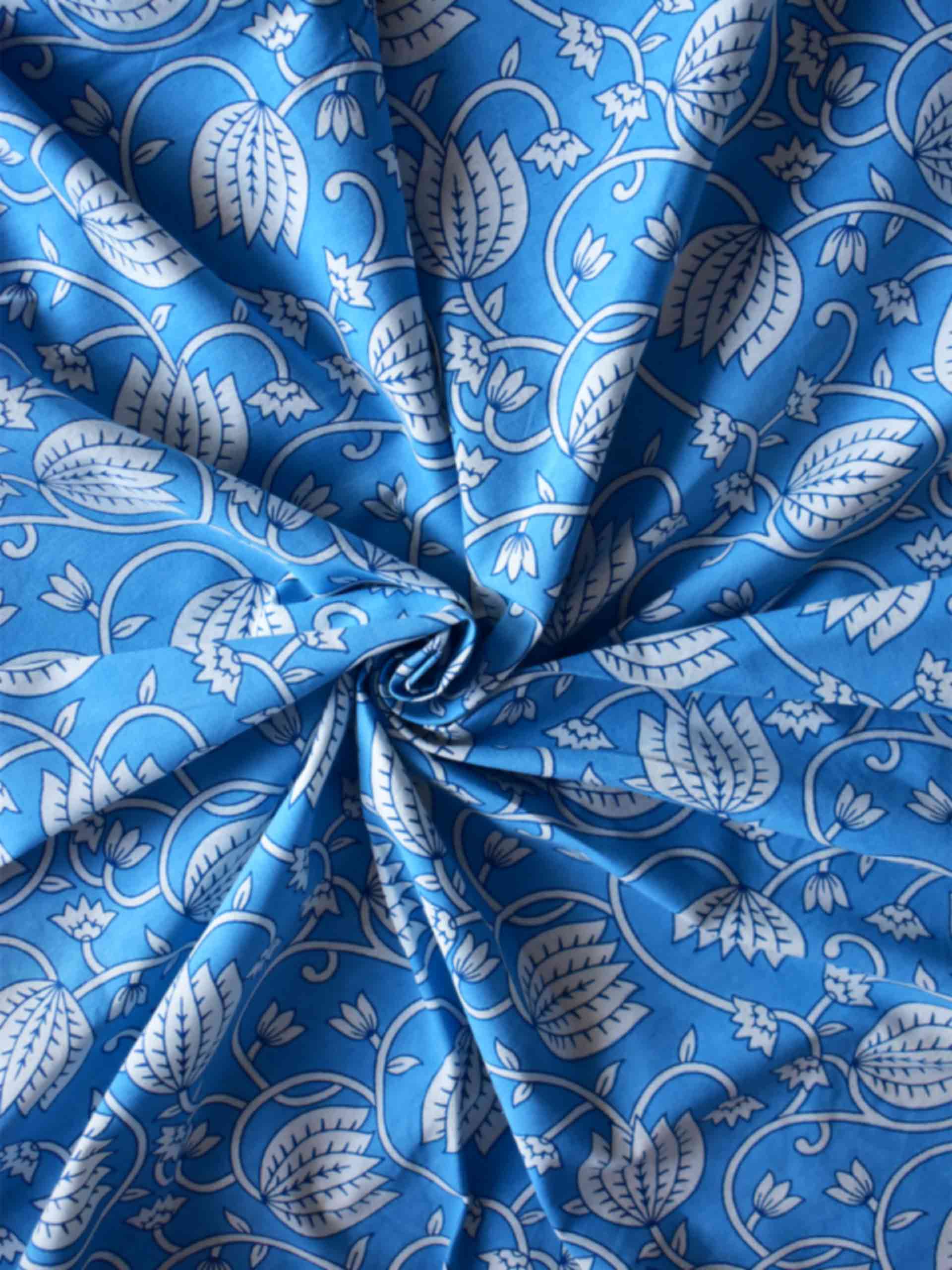 Snowflake Soirée - Dabu Hand Block printed Round Table Runner